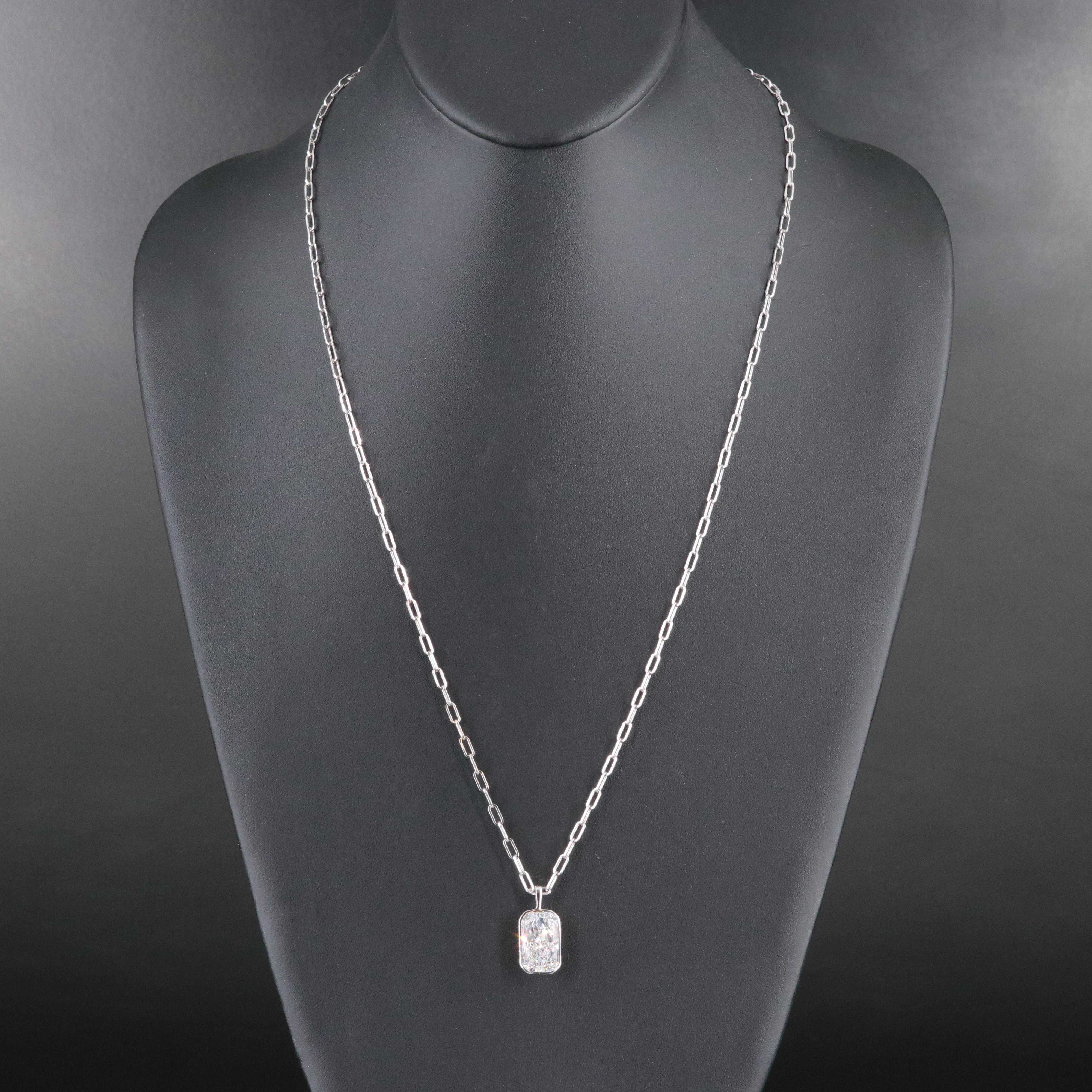 14K 8.00 CT Lab Grown Diamond Solitaire Pendant Necklace with IGI Report