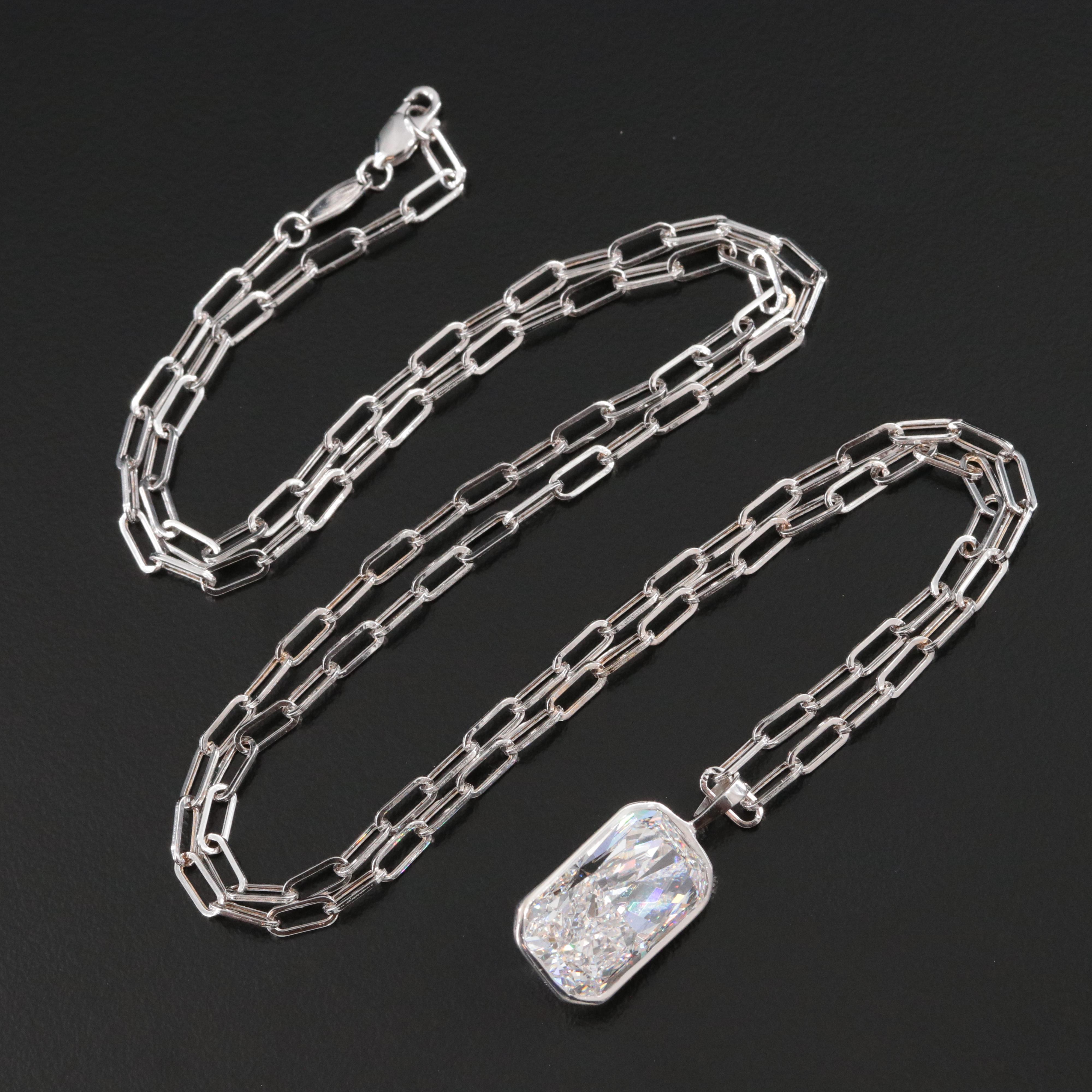 14K 8.00 CT Lab Grown Diamond Solitaire Pendant Necklace with IGI Report