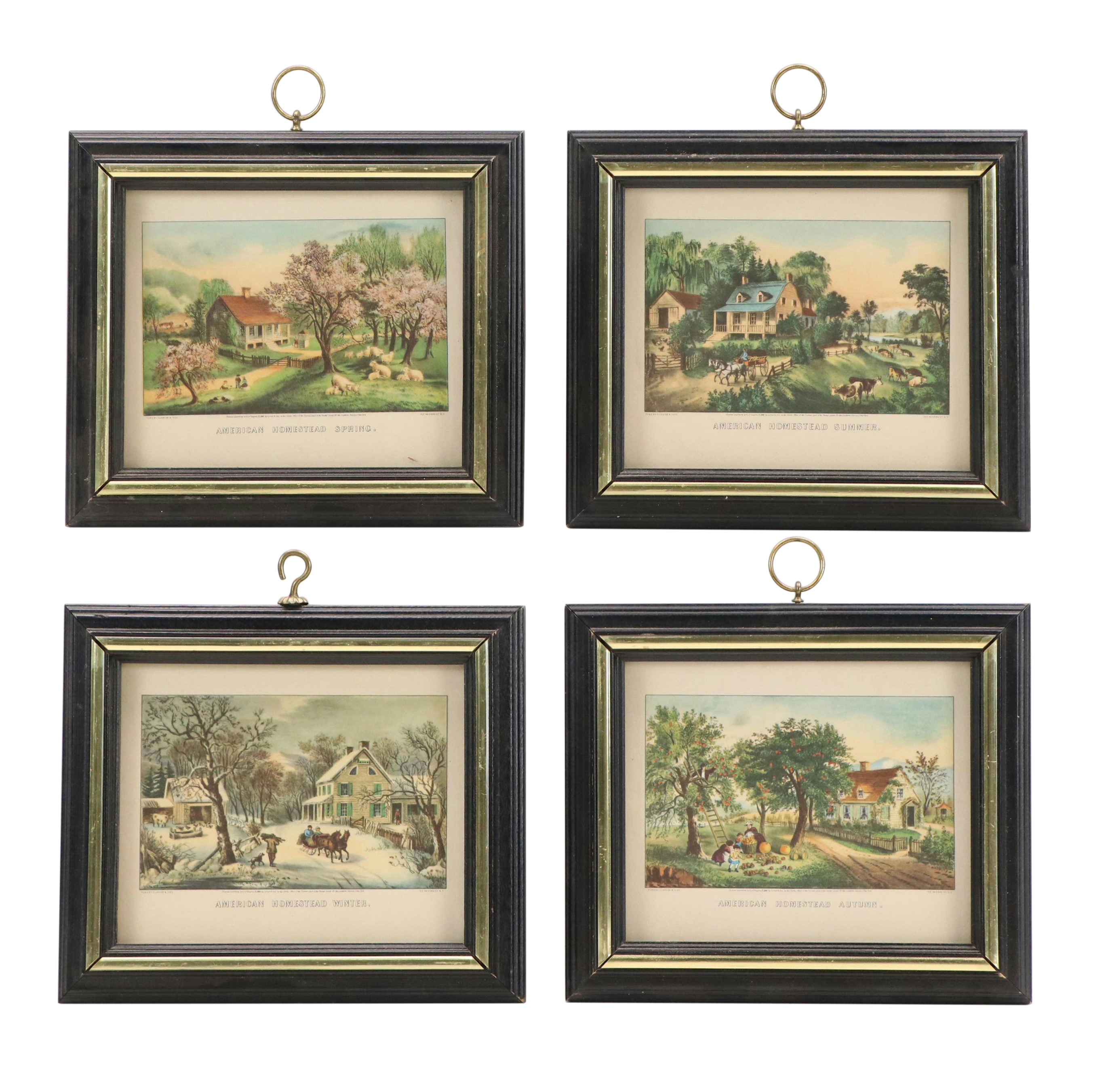 Offset Lithographs After Currier & Ives "American Homestead" Four Seasons