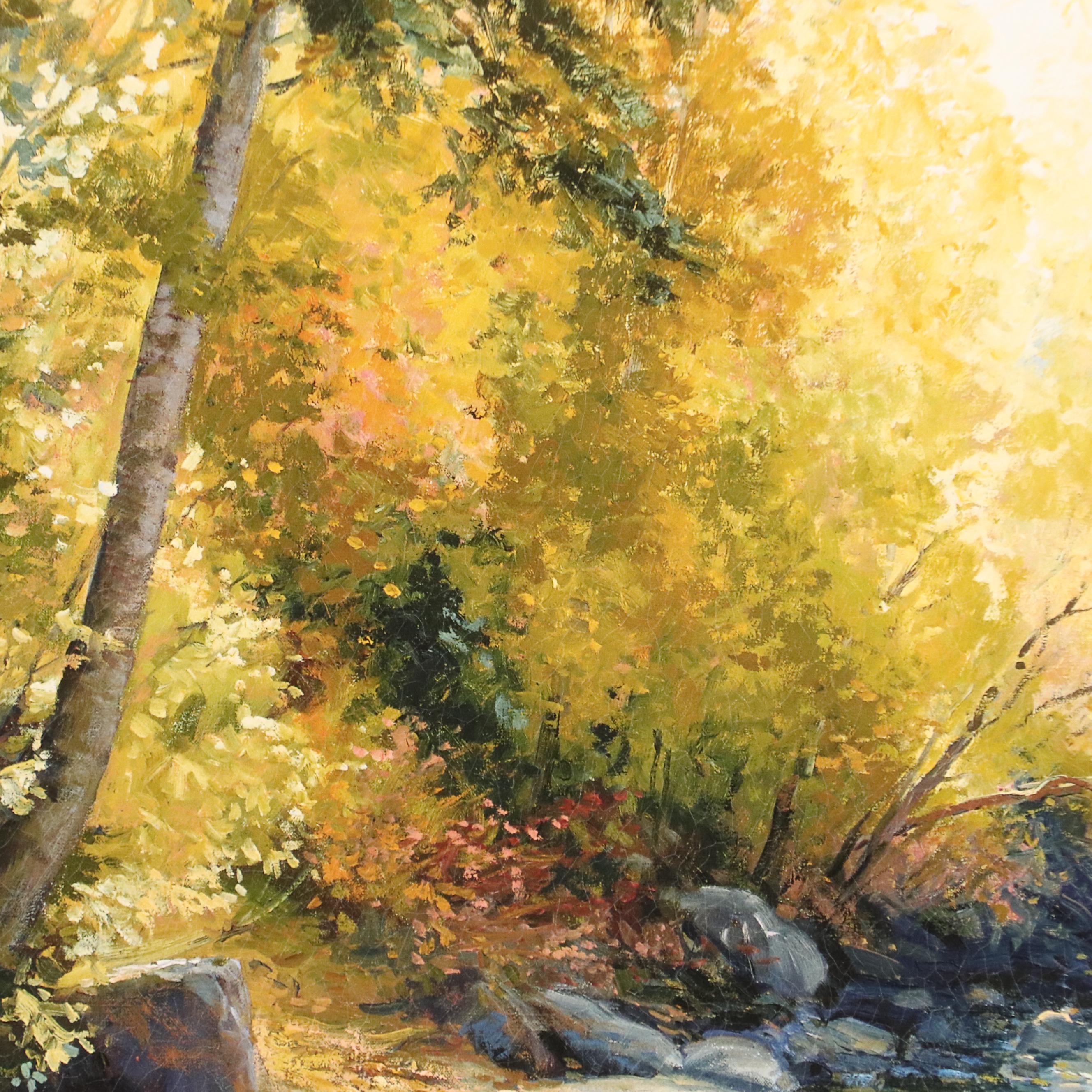 Offset Lithograph of Cascading Woodland Creek