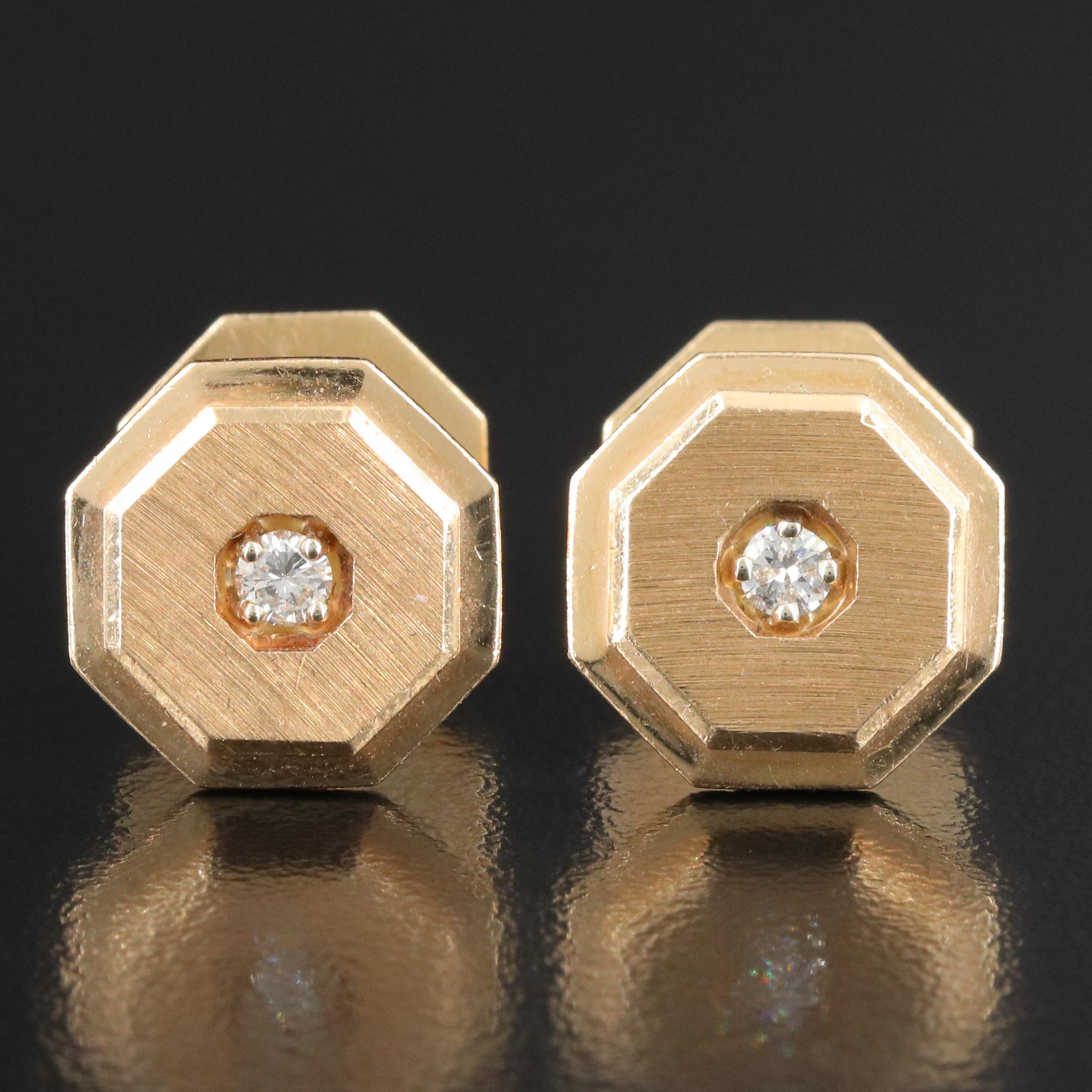 14K 0.22 CTW Diamond Octagonal Cufflinks
