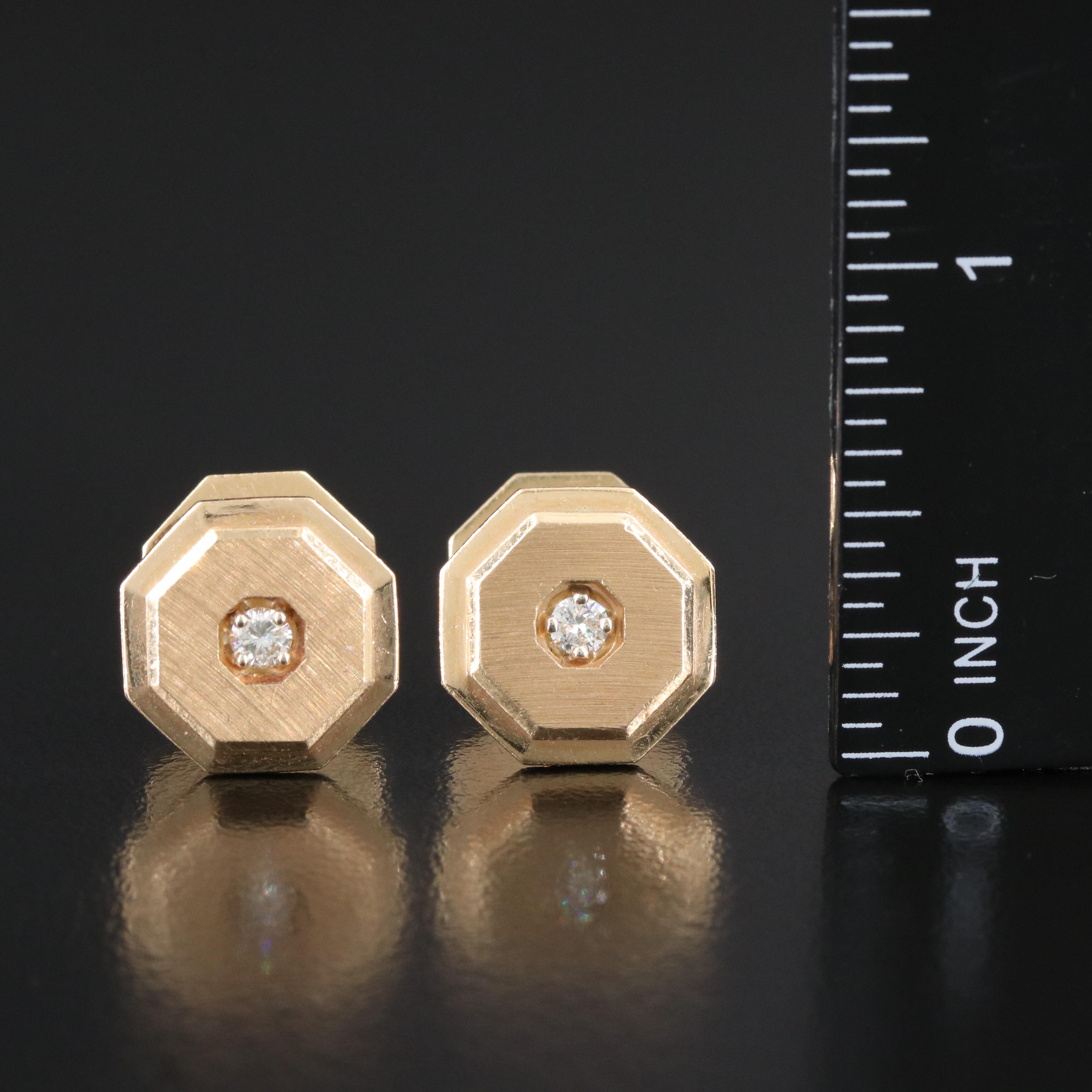14K 0.22 CTW Diamond Octagonal Cufflinks