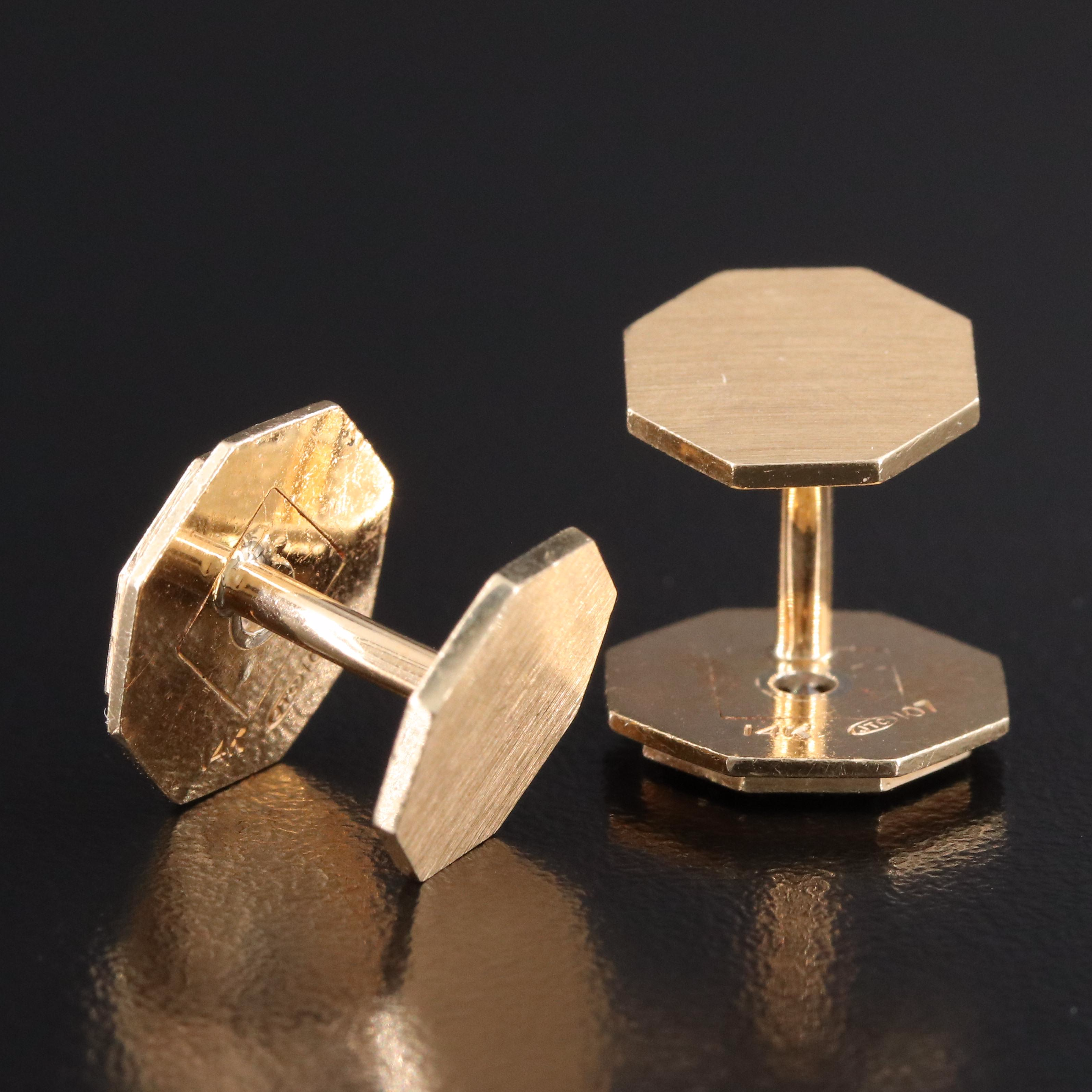 14K 0.22 CTW Diamond Octagonal Cufflinks