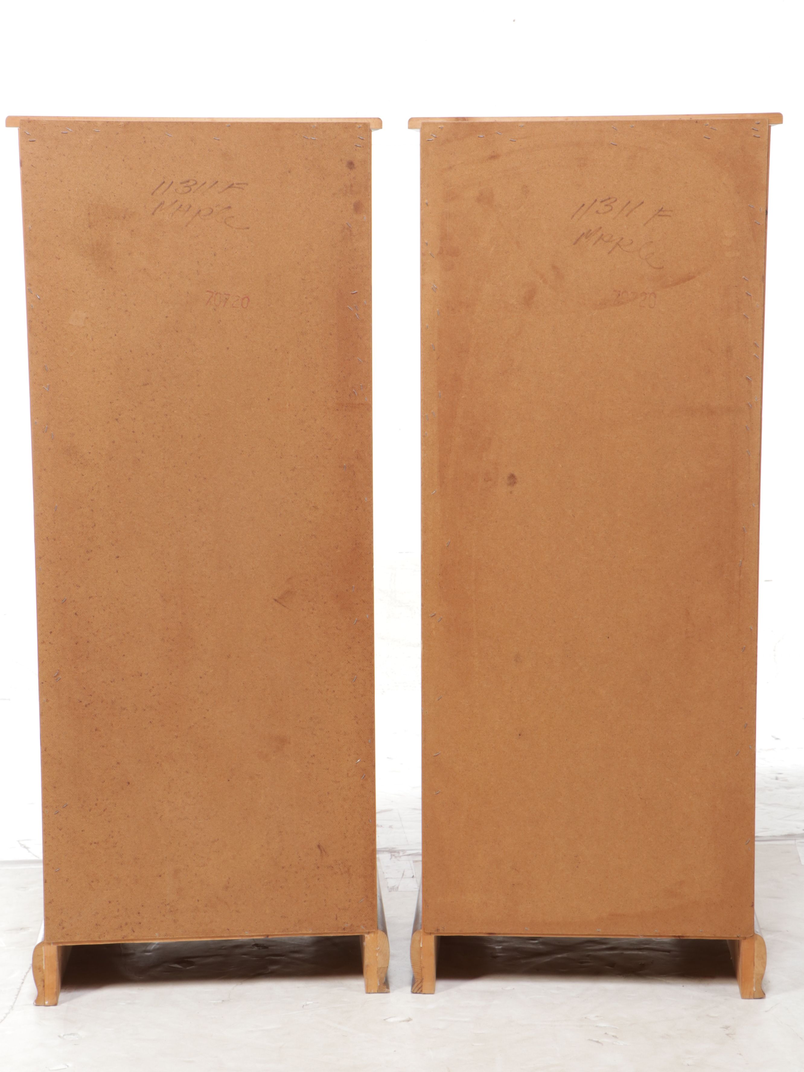 Pair of Traditional Style Stenciled Wooden Tall Chests