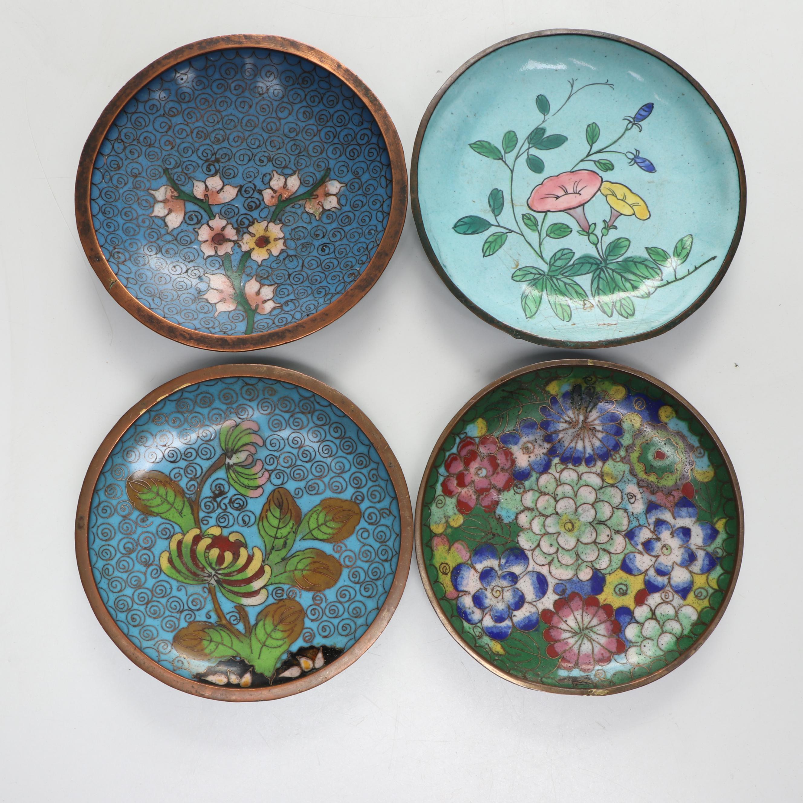 Chinese Cloisonné Decorative Plates and Bowl