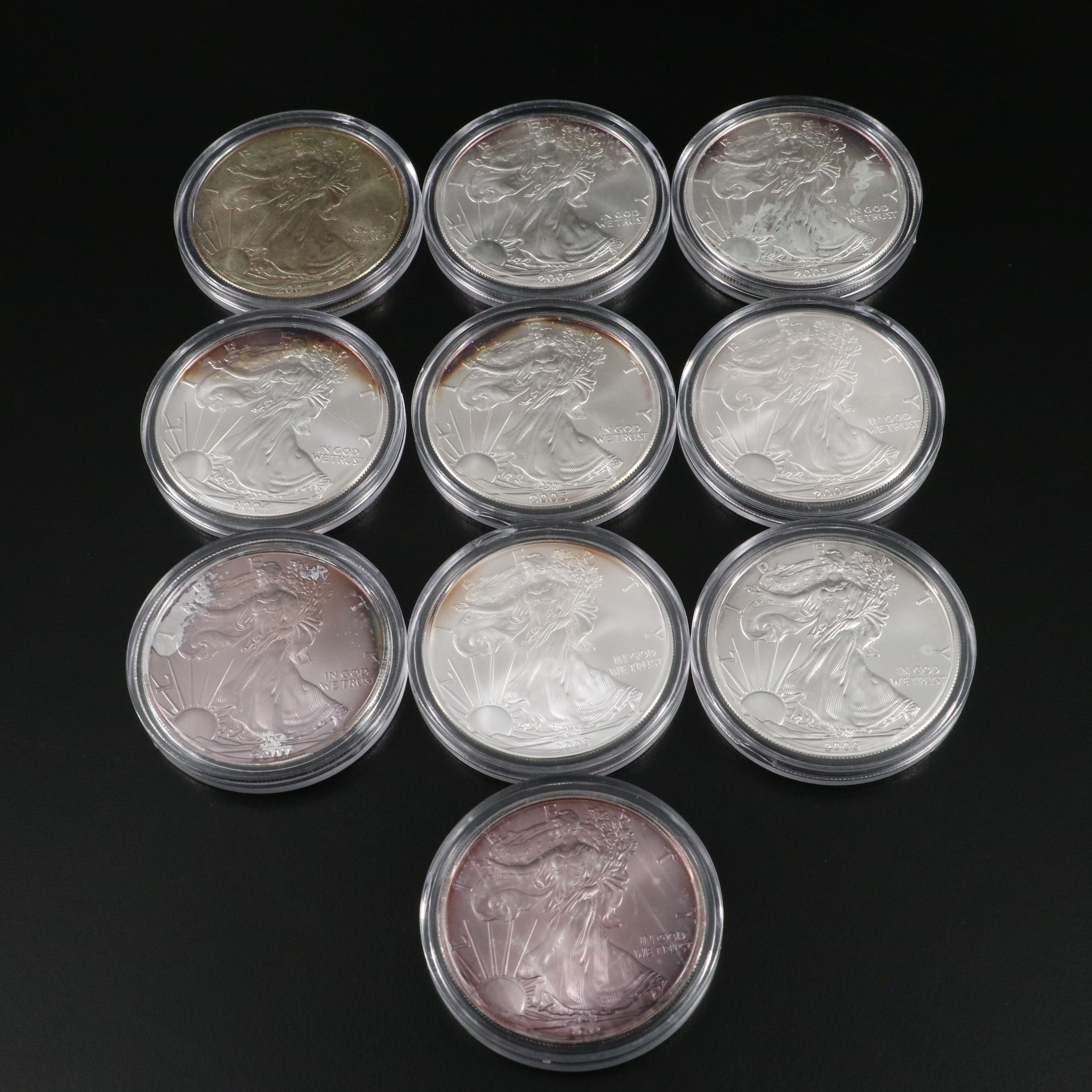 Ten Different Mint State U.S. Silver Eagles