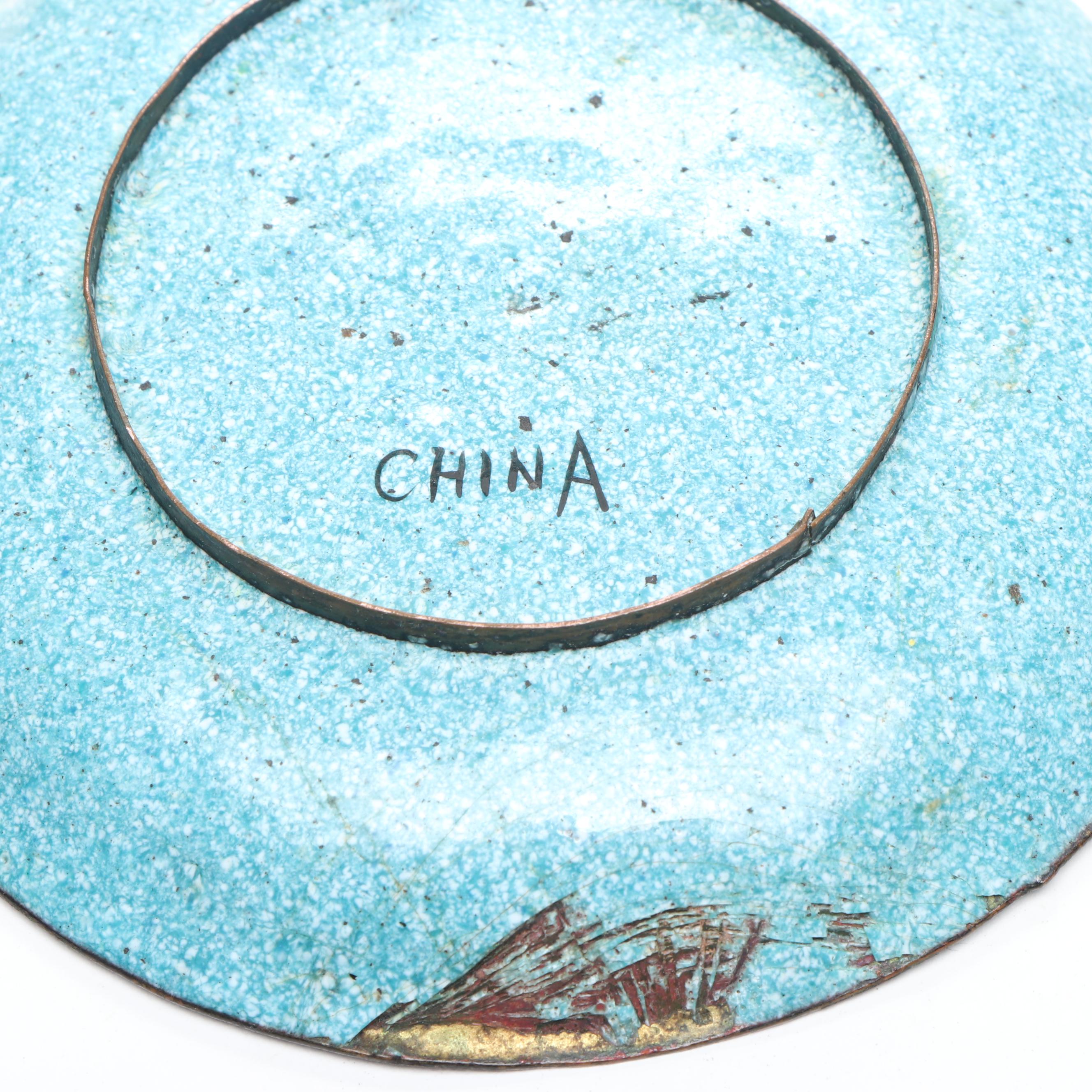 Chinese Cloisonné Decorative Plates and Bowl