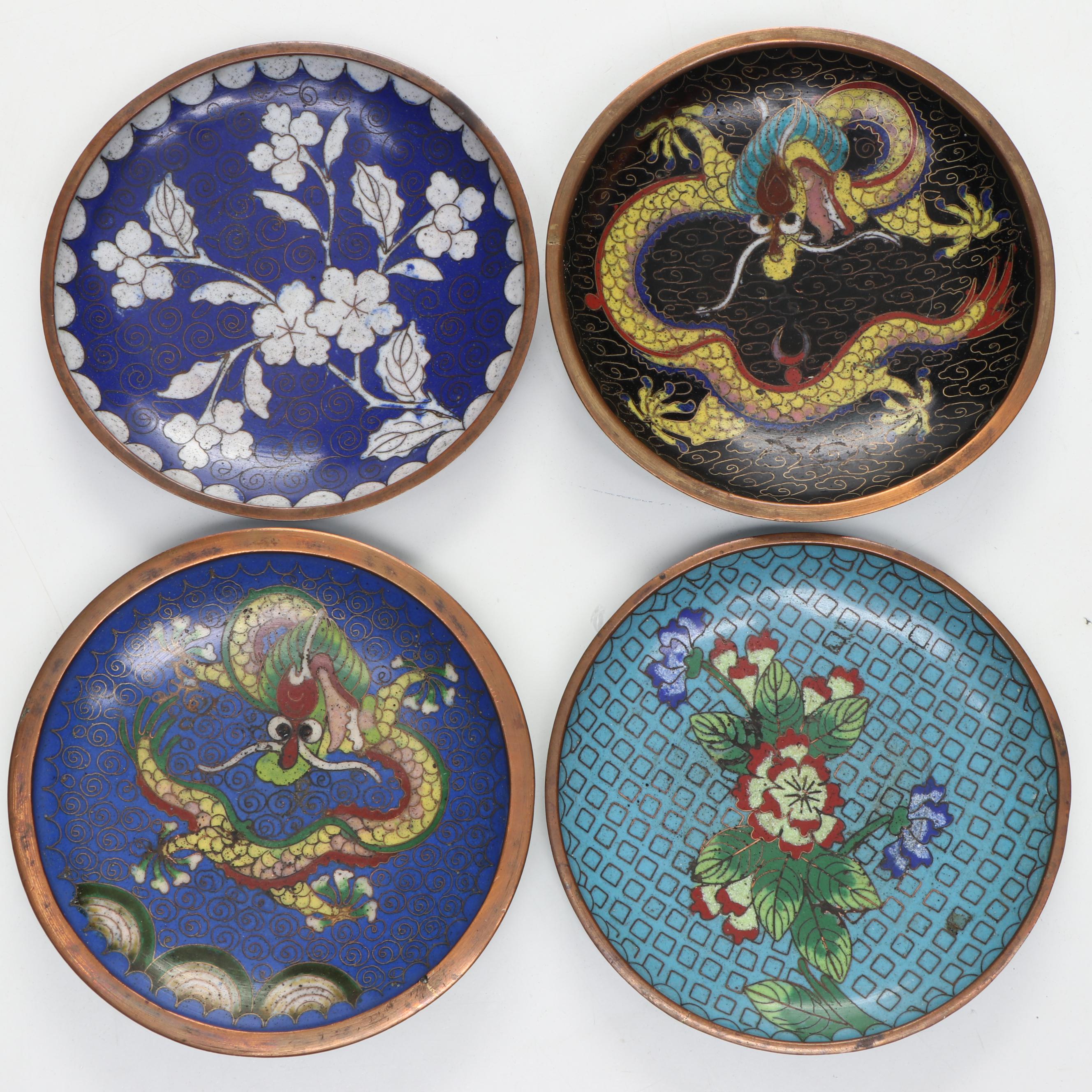 Chinese Cloisonné Decorative Plates and Bowl