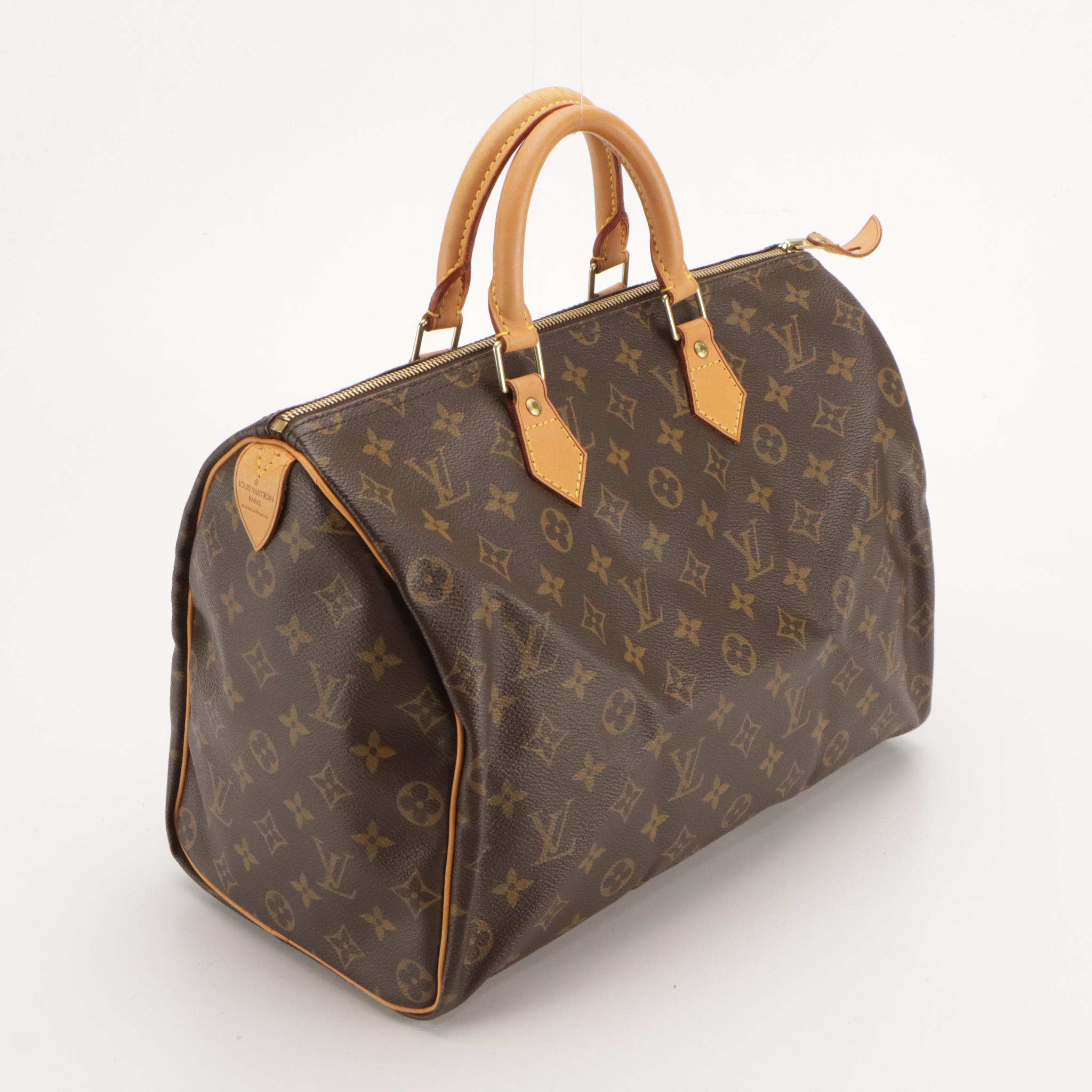 Louis Vuitton Speedy 35 Handbag in Monogram Canvas and Vachetta Leather