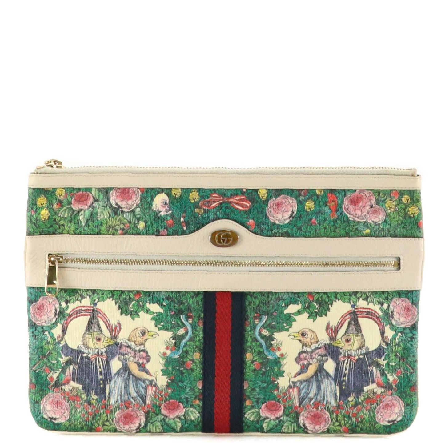 Gucci x Yugo Higuchi Limited Edition Web Stripe Printed Ophidia Zip Clutch