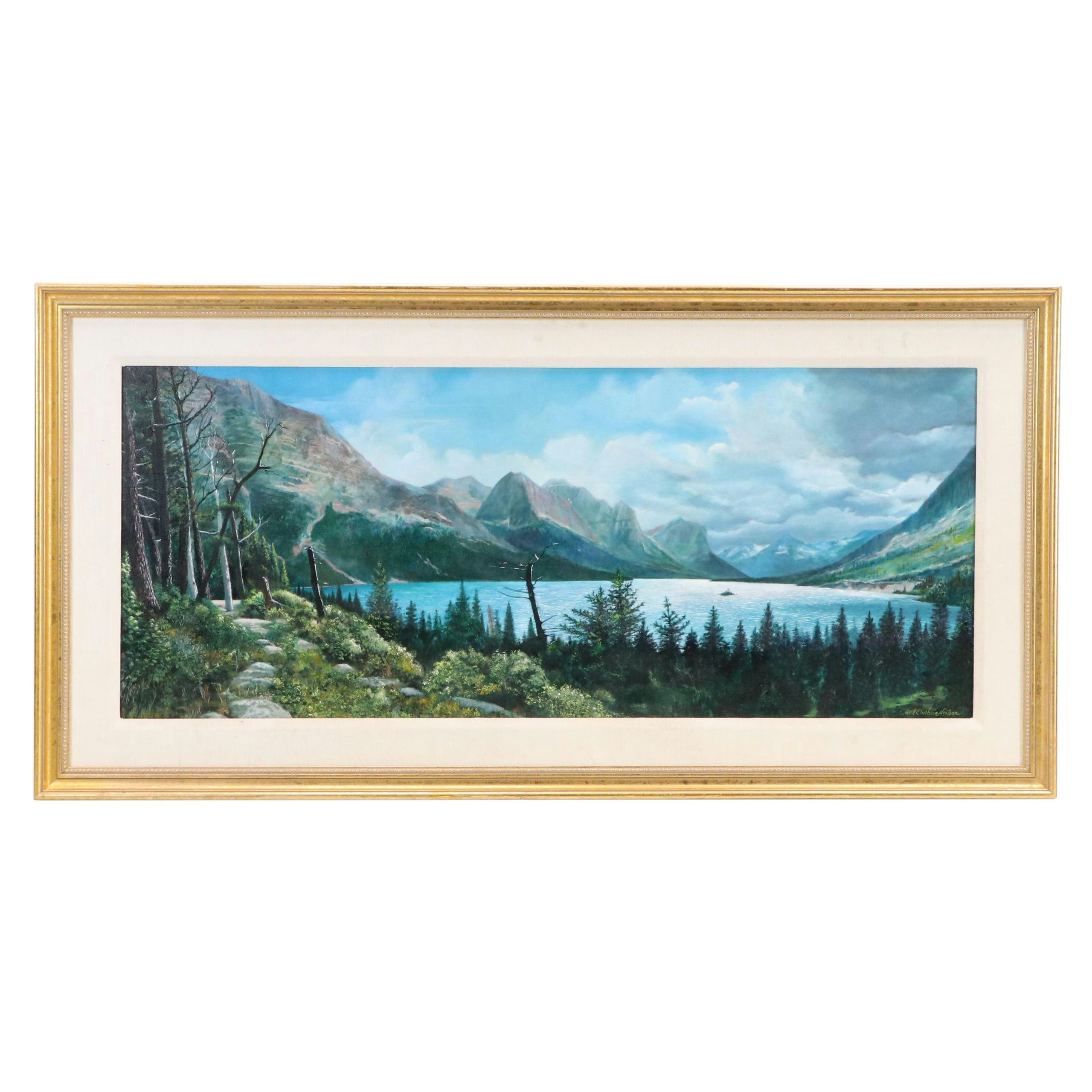 Paul Guthrie Nelson Mountainous Landscape Oil Painting of Wild Goose Island