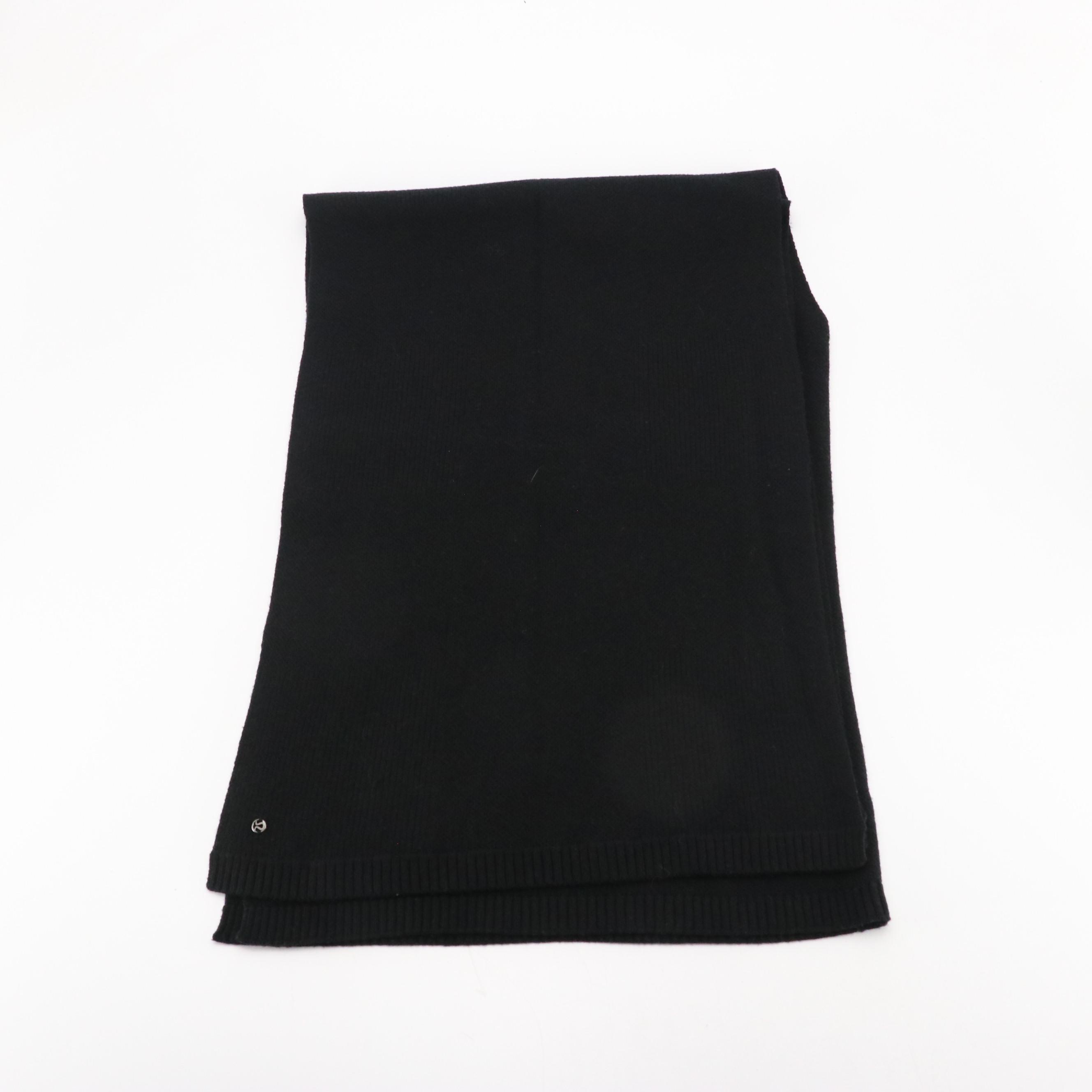 Lululemon Black Knit Wool Wrap Scarf