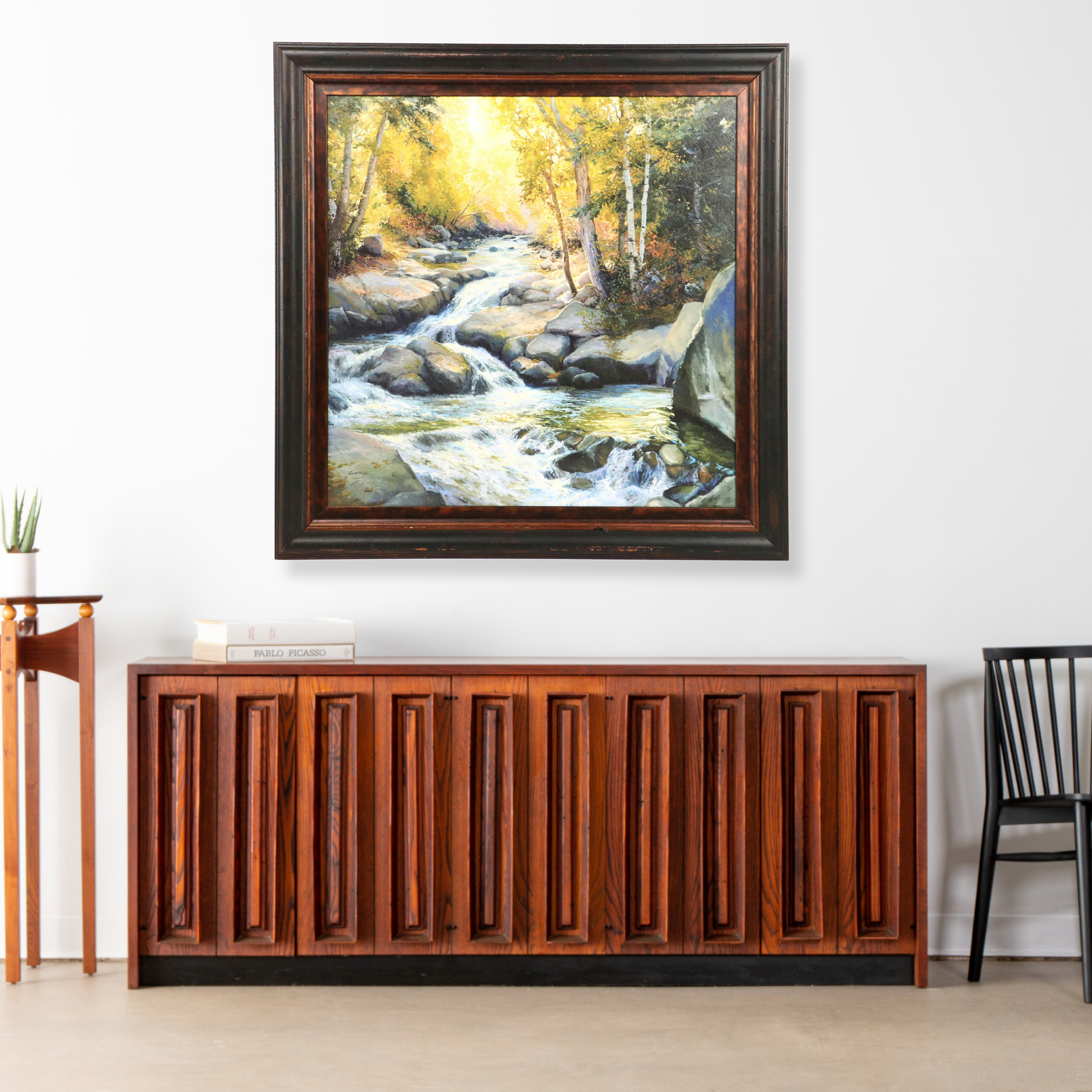 Offset Lithograph of Cascading Woodland Creek