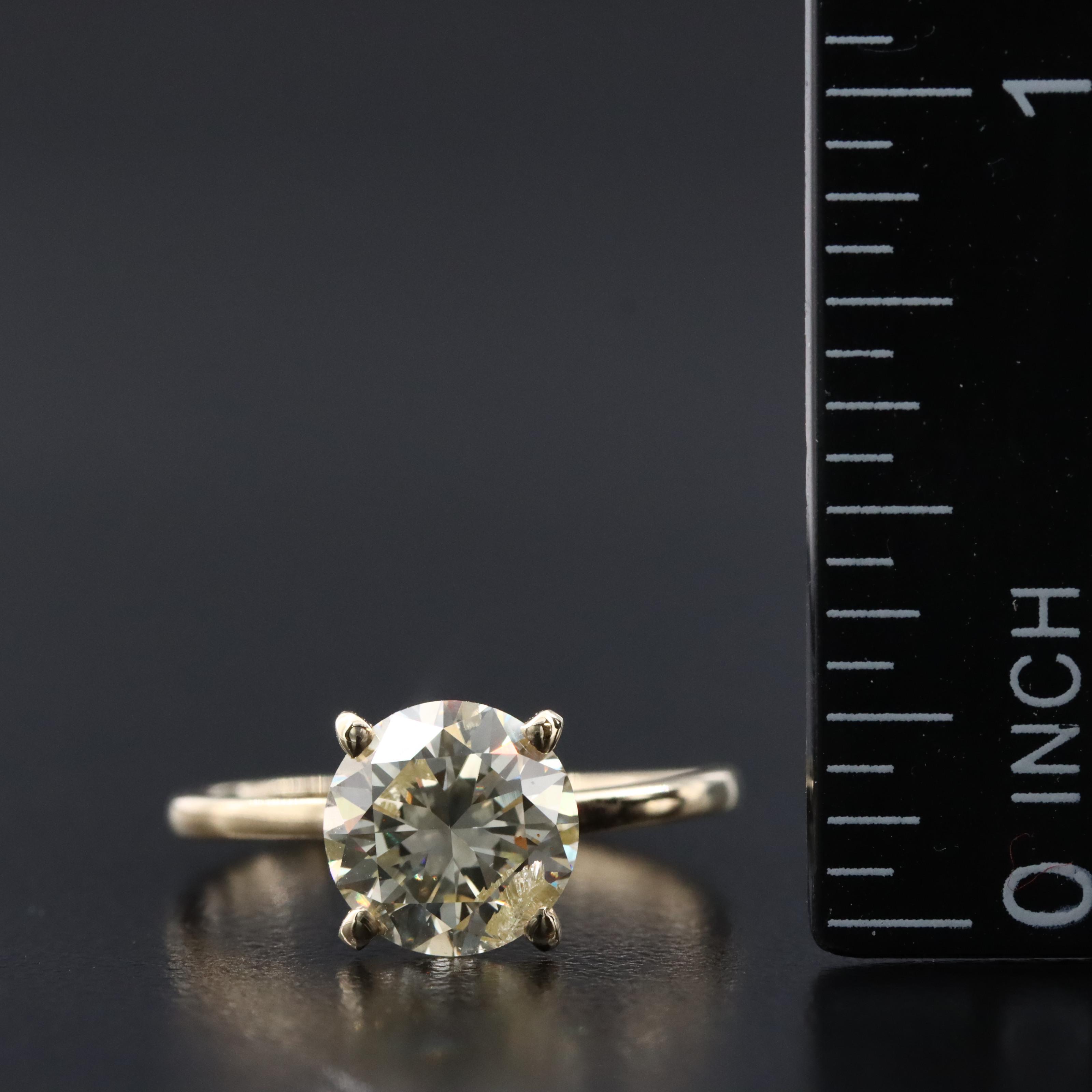 14K 2.01 CT Diamond Solitaire Ring with IGI Jewelry Report