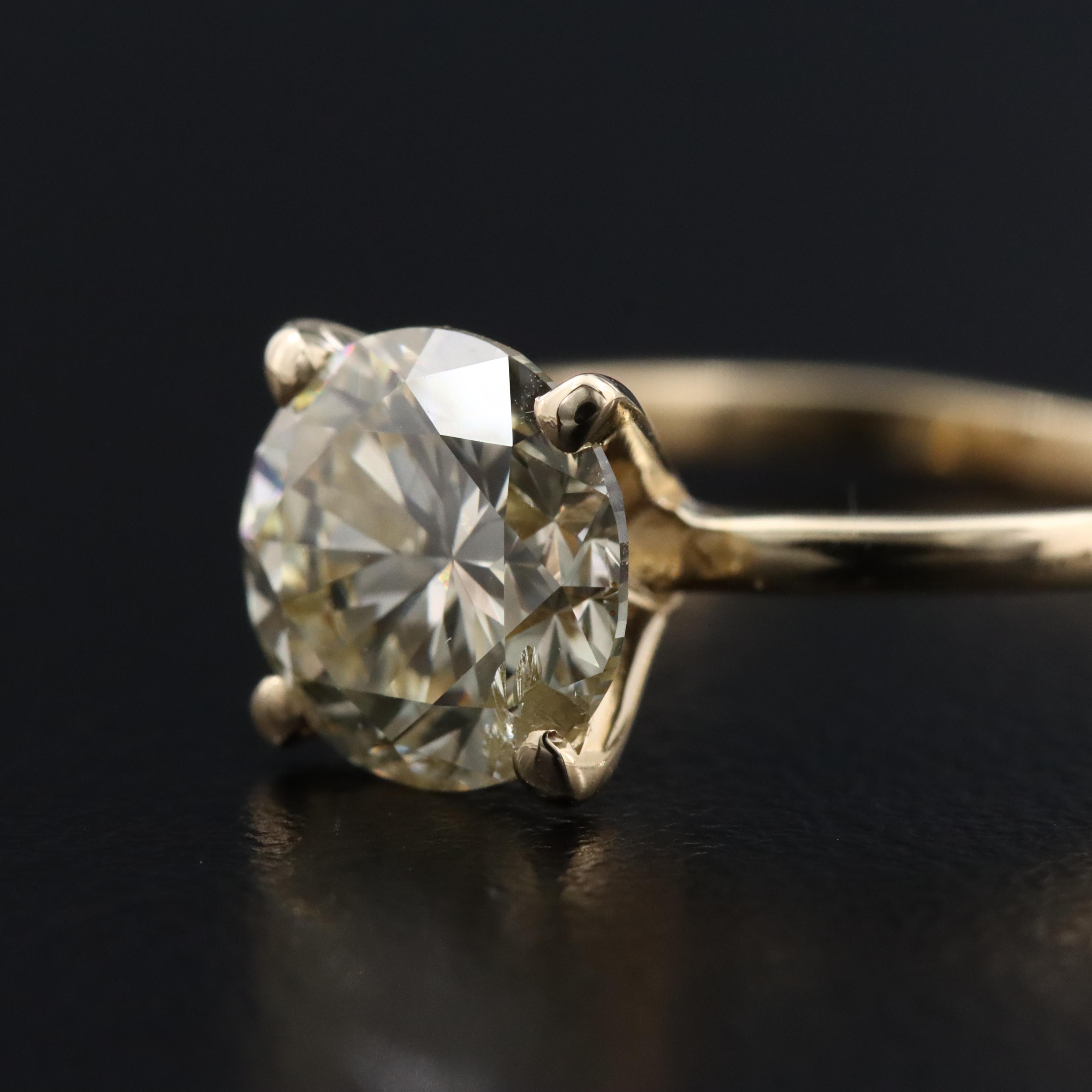 14K 2.01 CT Diamond Solitaire Ring with IGI Jewelry Report