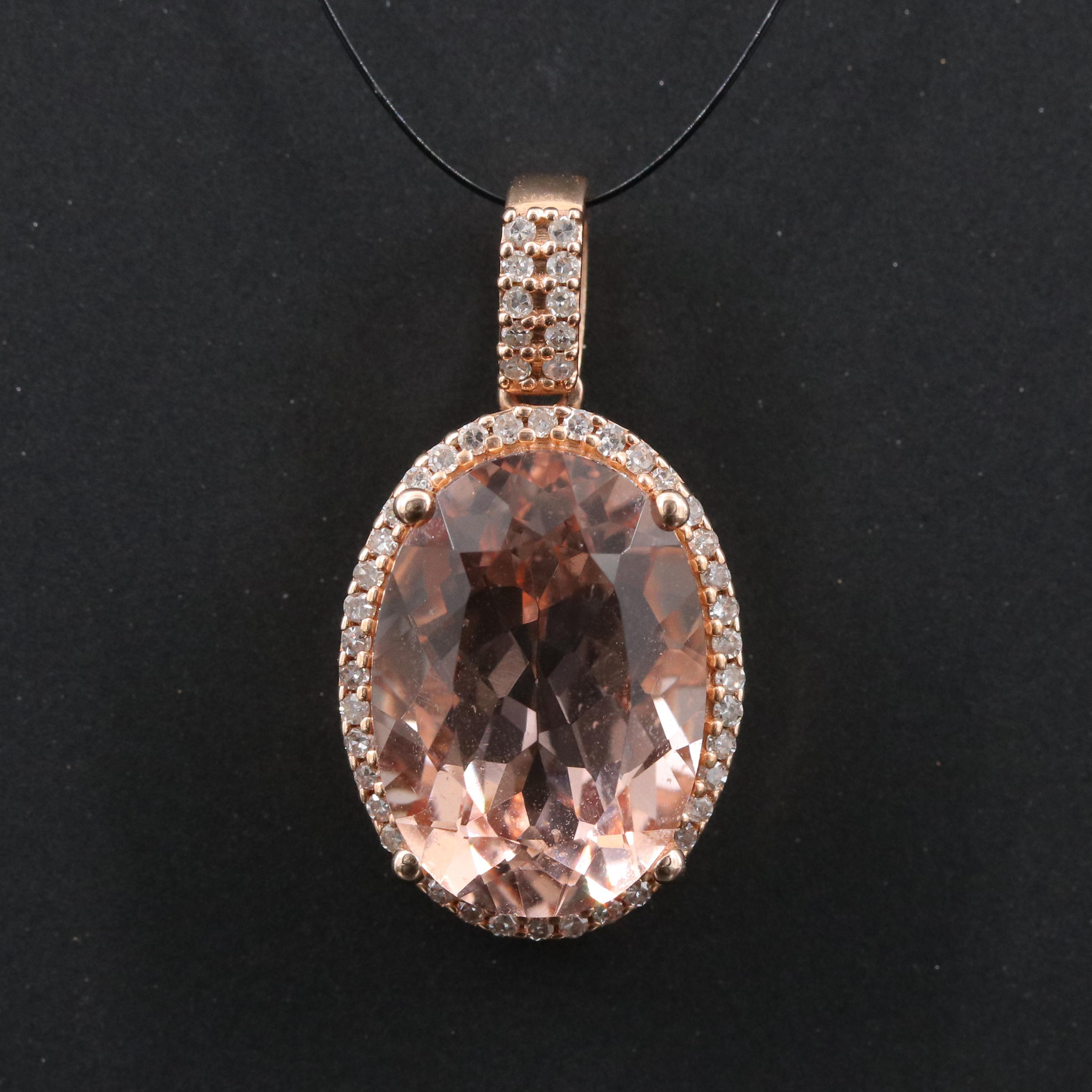 EFFY 14K Morganite and Diamond Rose Gold Pendant