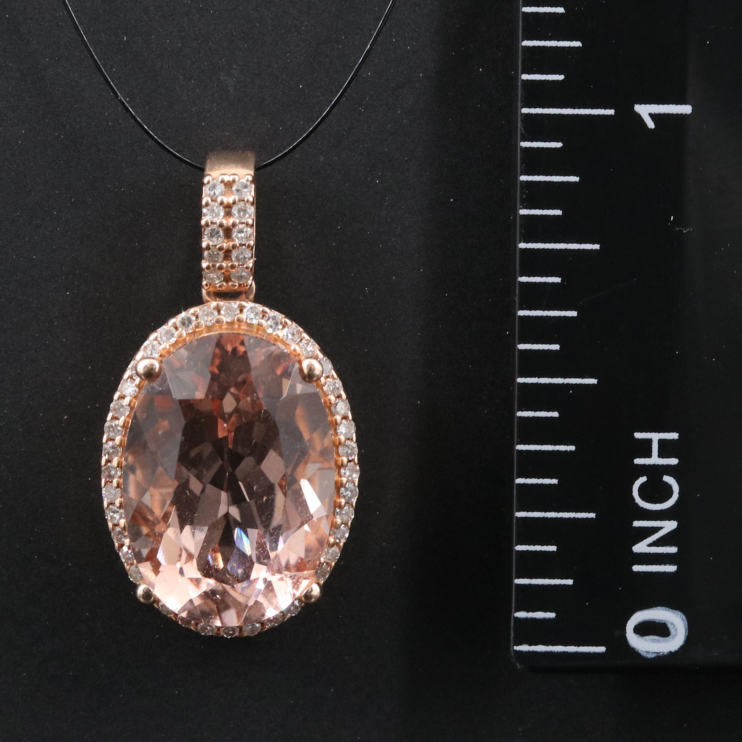 EFFY 14K Morganite and Diamond Rose Gold Pendant