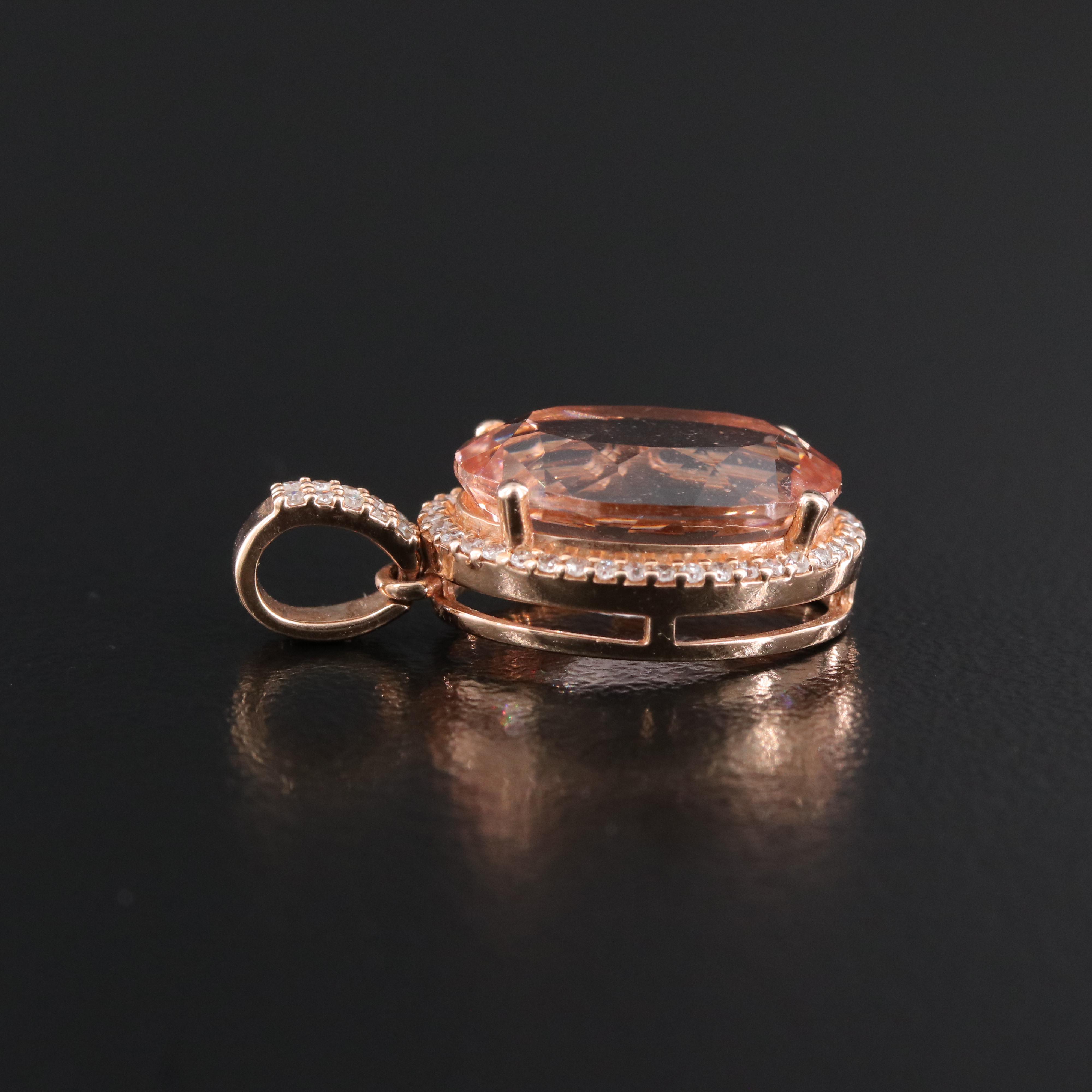 EFFY 14K Morganite and Diamond Rose Gold Pendant
