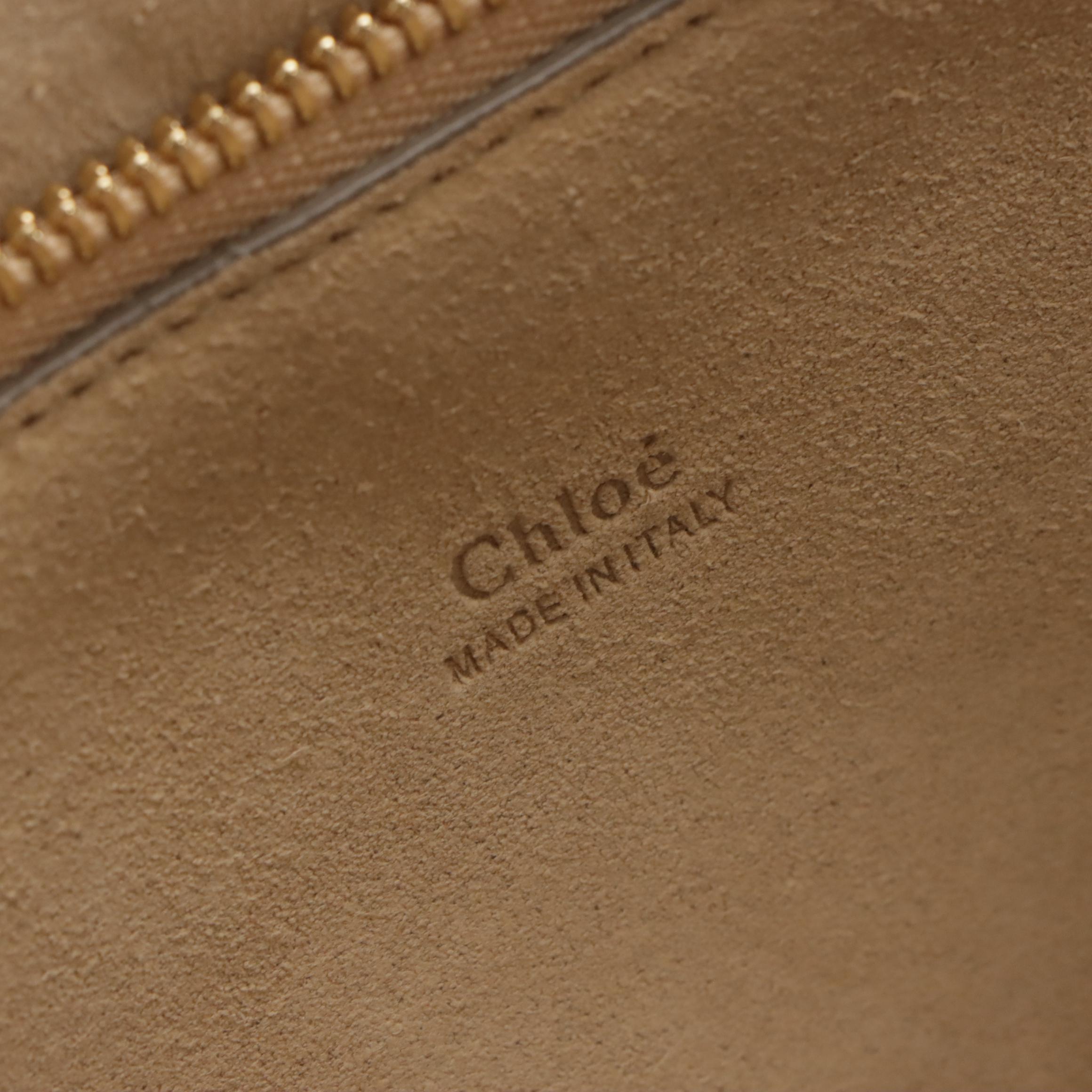 Chloé Medium Faye Shoulder Bag in Motty Grey Calfskin Leather and Suede