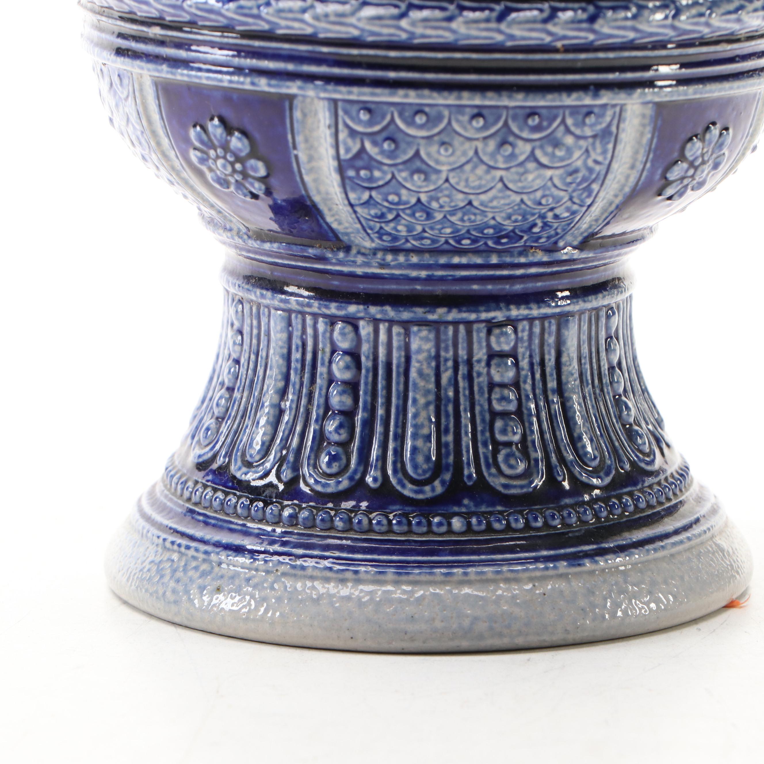 Gerz Westerwald Style Blue Glazed Stoneware Vase, 20th Century