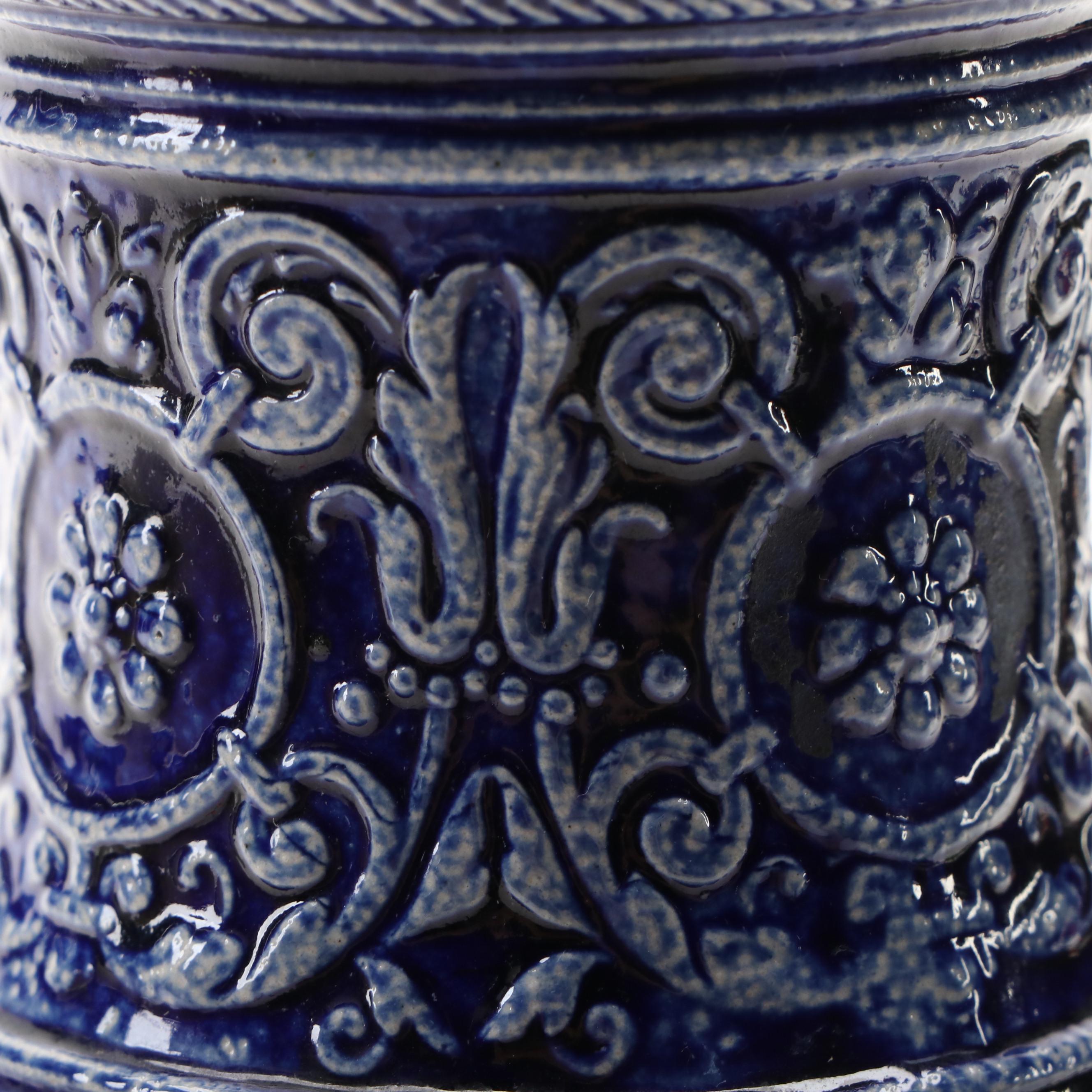 Gerz Westerwald Style Blue Glazed Stoneware Vase, 20th Century