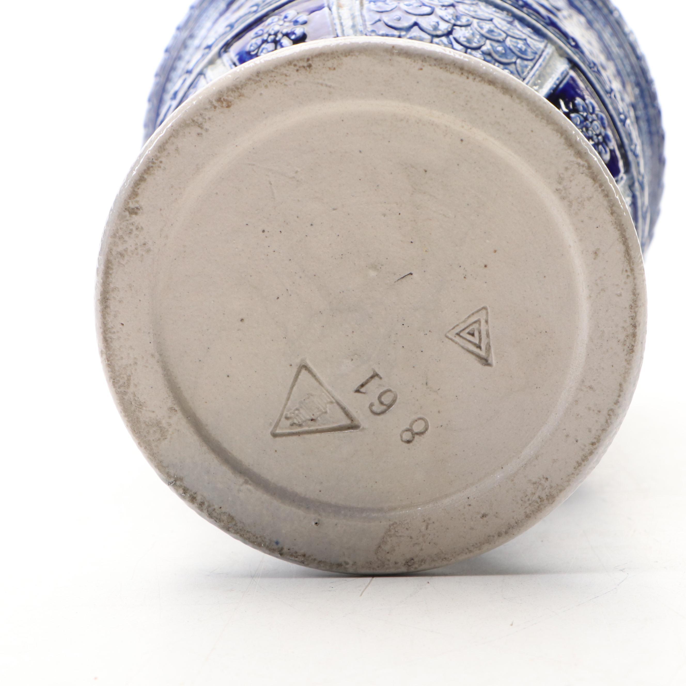 Gerz Westerwald Style Blue Glazed Stoneware Vase, 20th Century