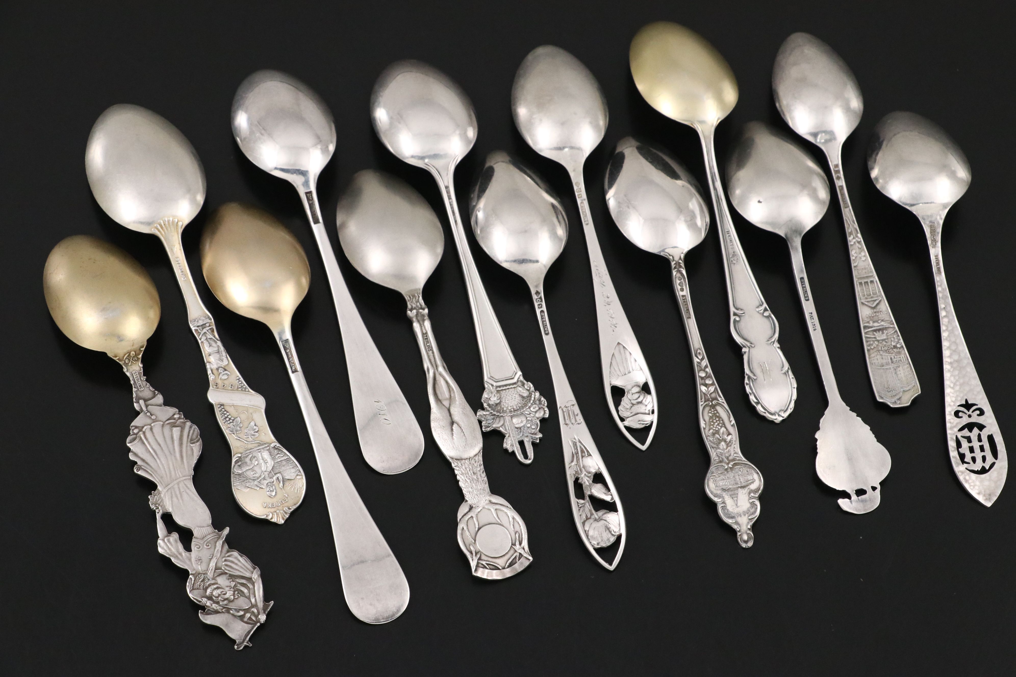 Manchester Silver Co. and Other Novelty Sterling Silver Teaspoons
