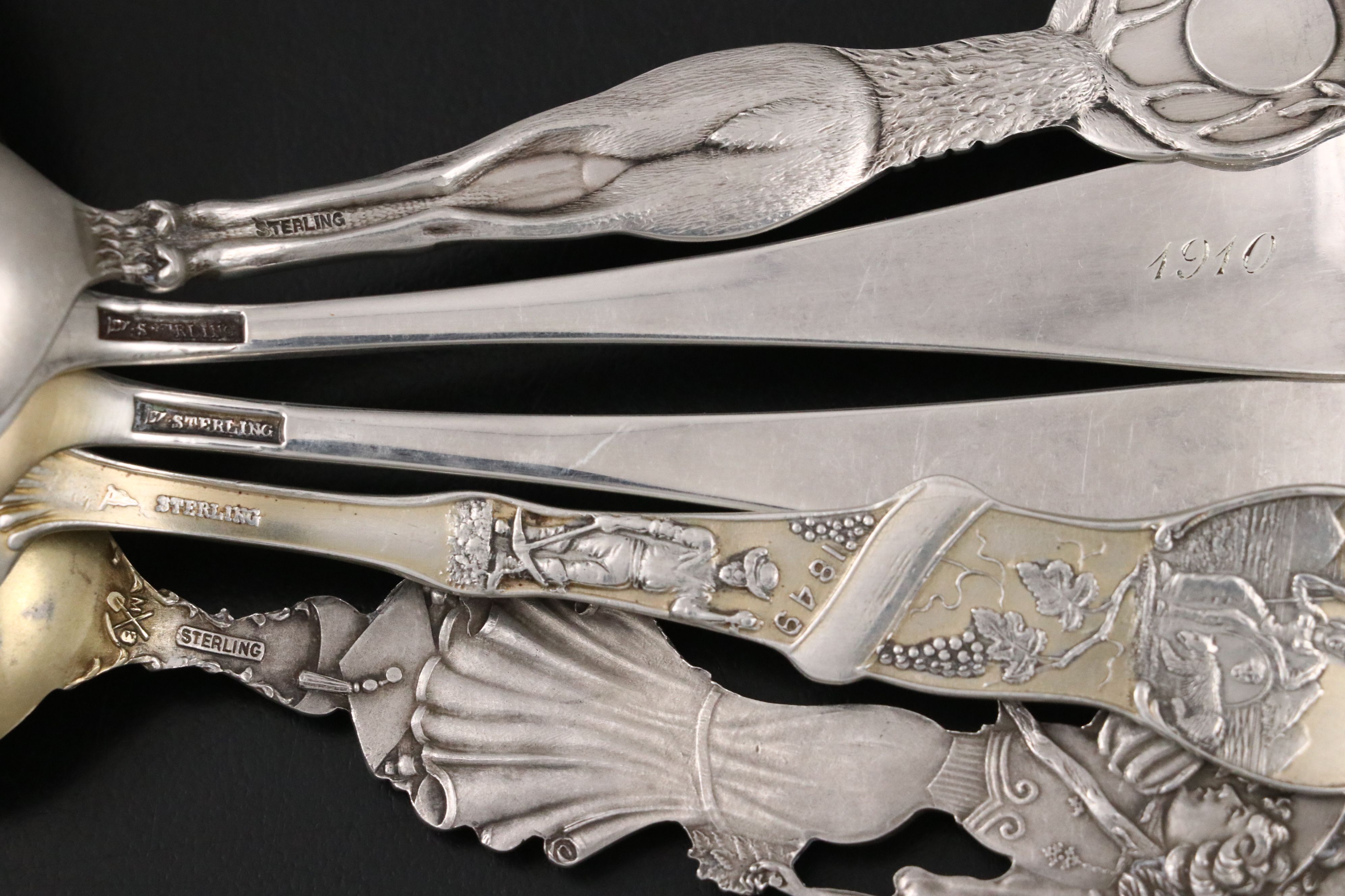 Manchester Silver Co. and Other Novelty Sterling Silver Teaspoons