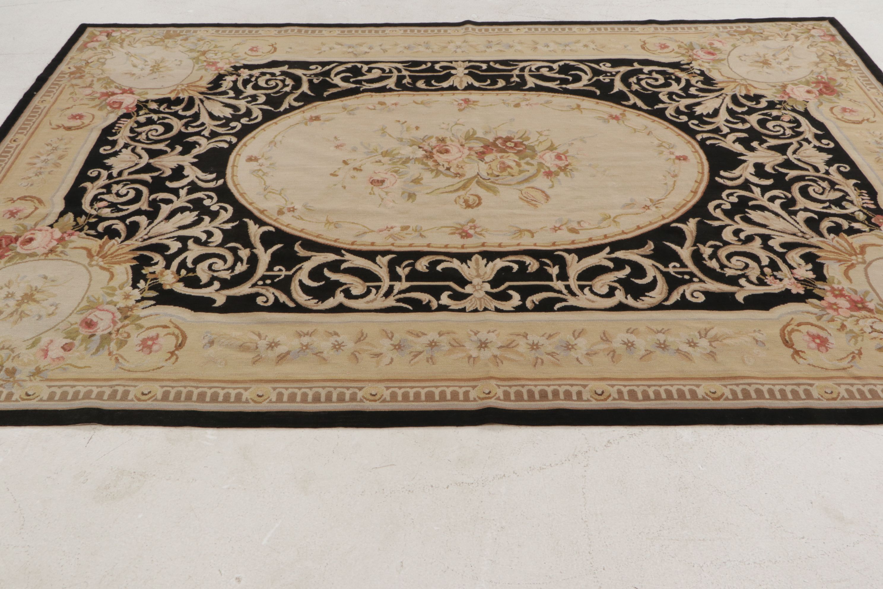 5'9 x 8'8 Handmade Sino-French Aubusson Needlepoint Area Rug