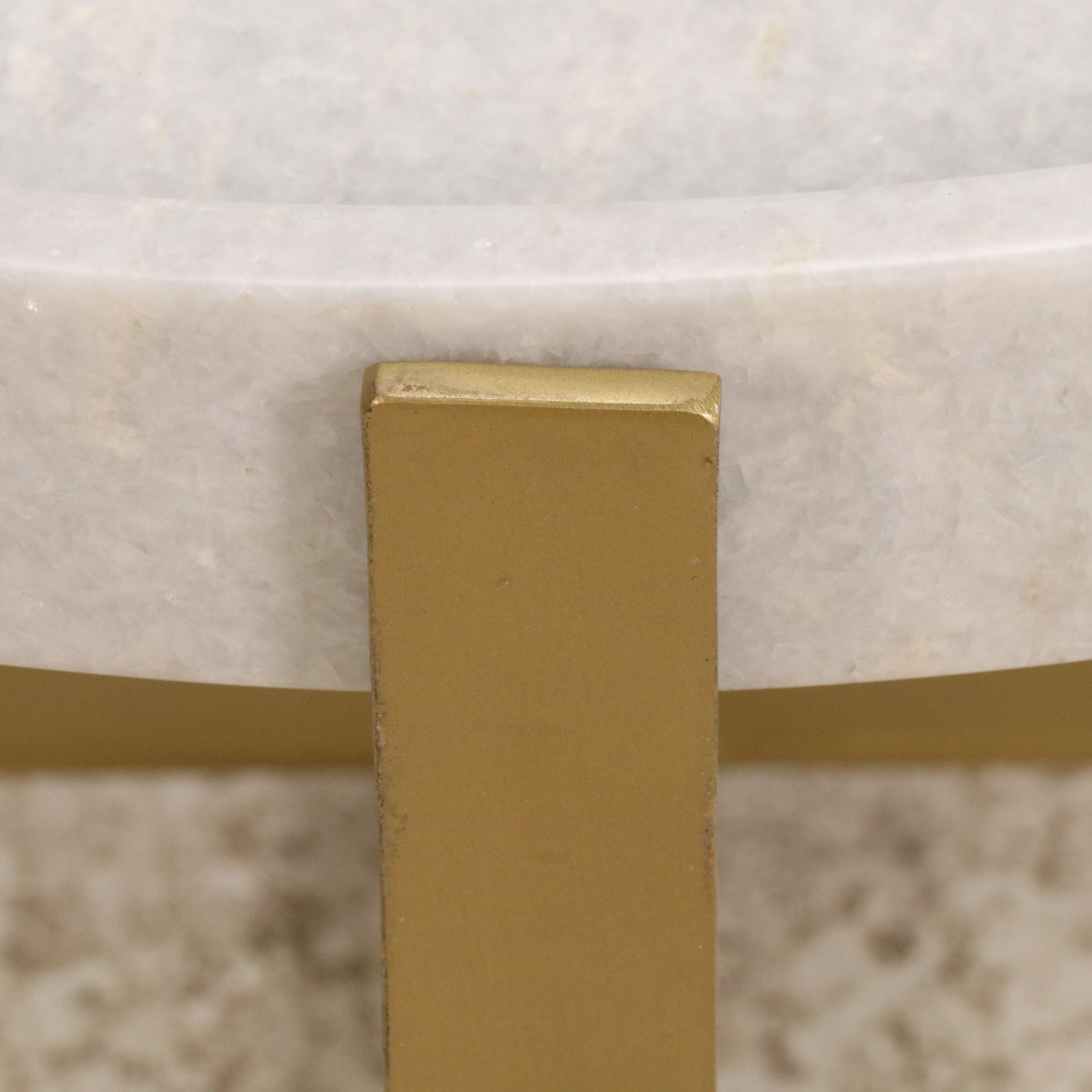 Contemporary Modern Gilt Metal Frame Coffee Table with Marble Top