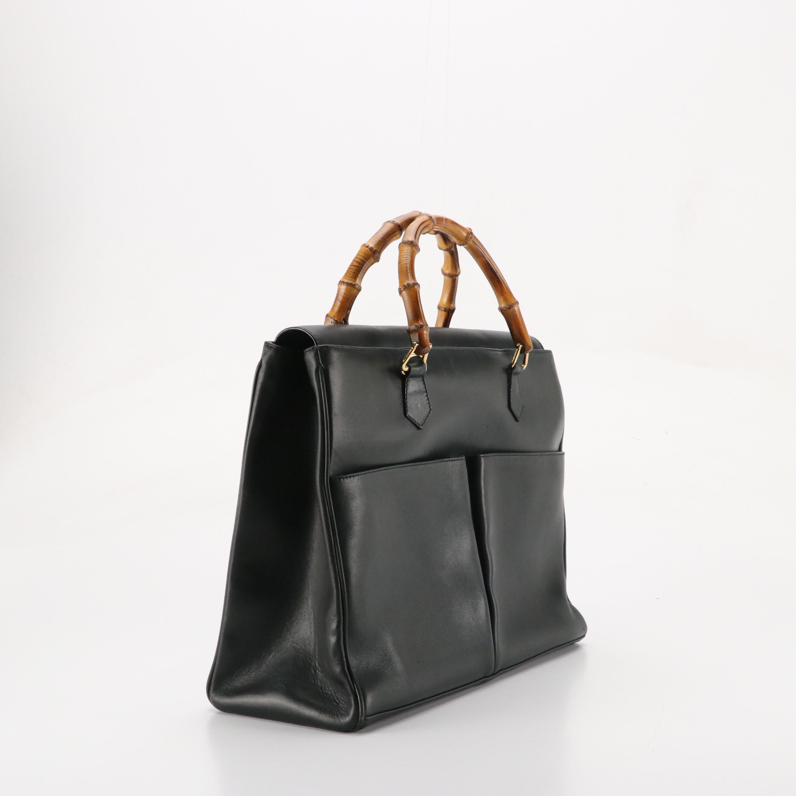 Gucci Large Diana Double Pocket Bamboo Handle Shoulder Bag in Leather