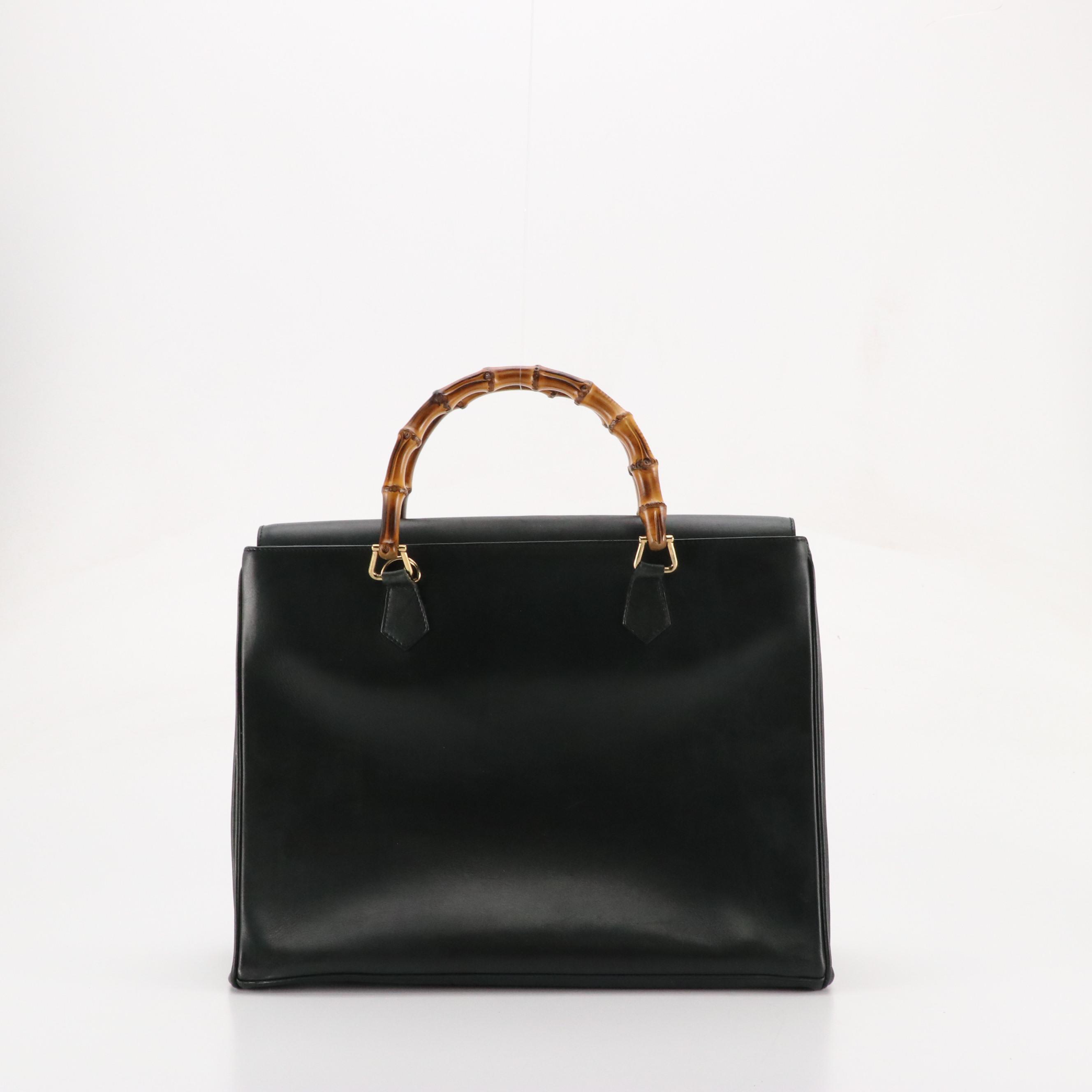 Gucci Large Diana Double Pocket Bamboo Handle Shoulder Bag in Leather