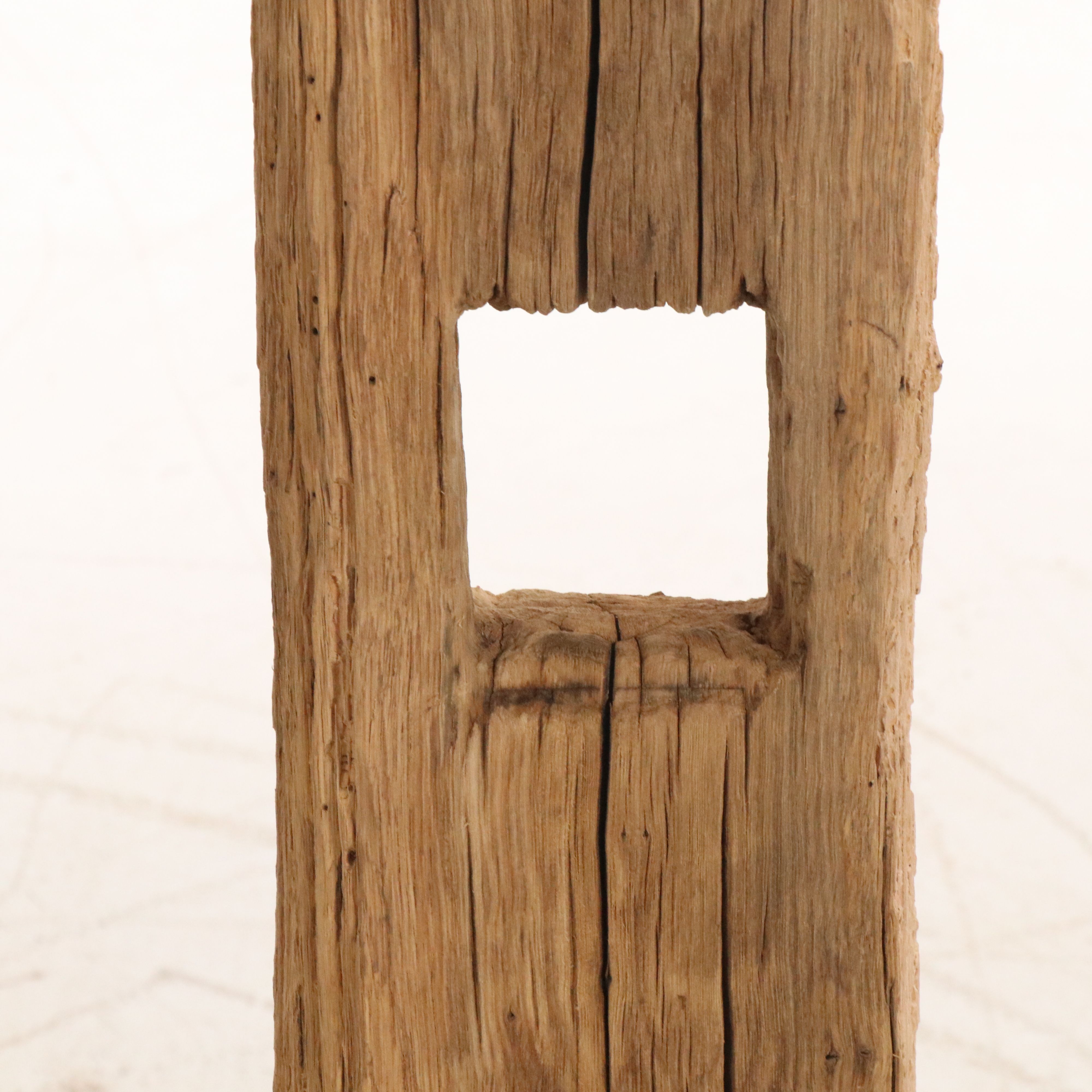 Reclaimed Wood Beam on Metal Stand