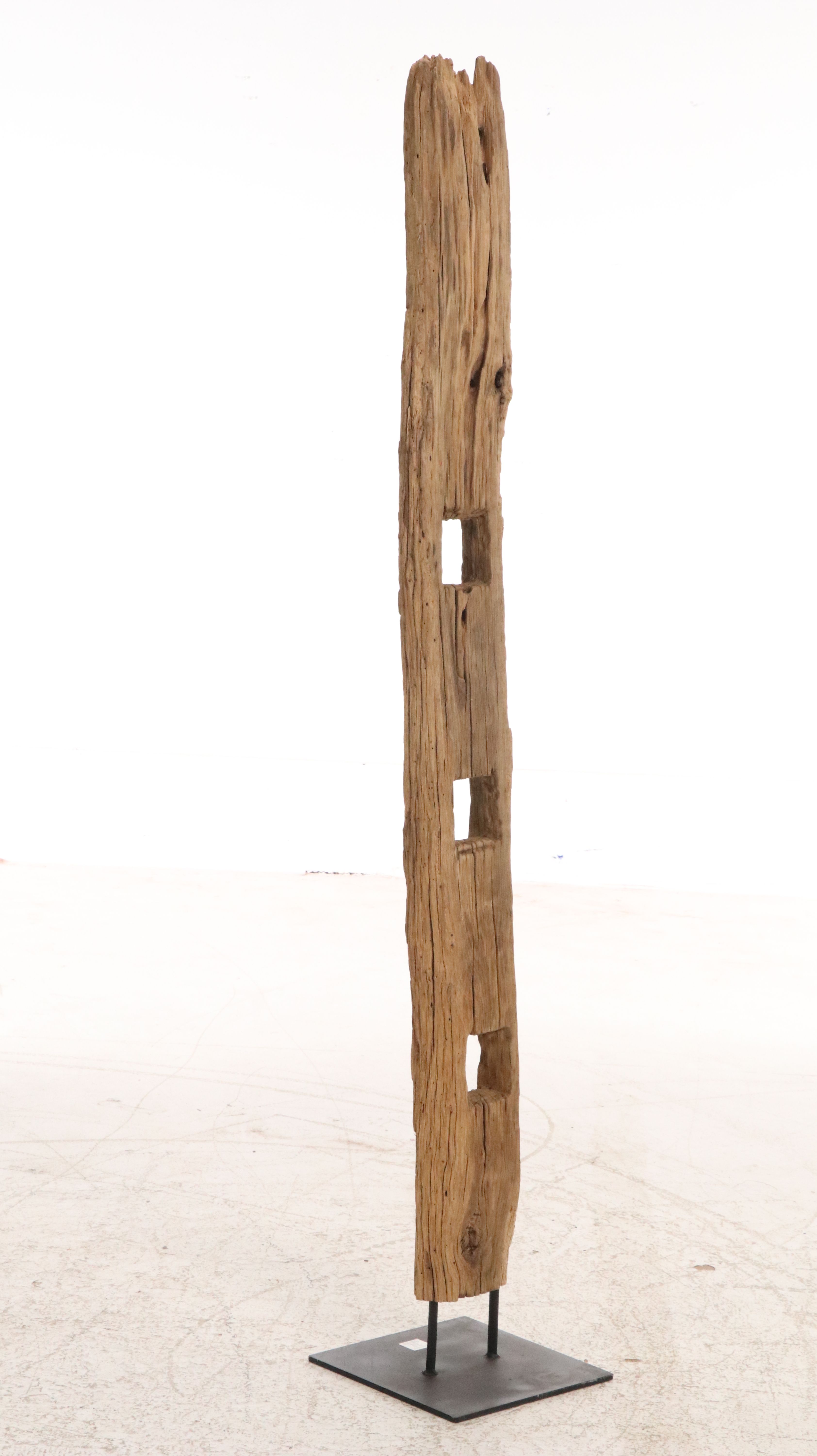 Reclaimed Wood Beam on Metal Stand
