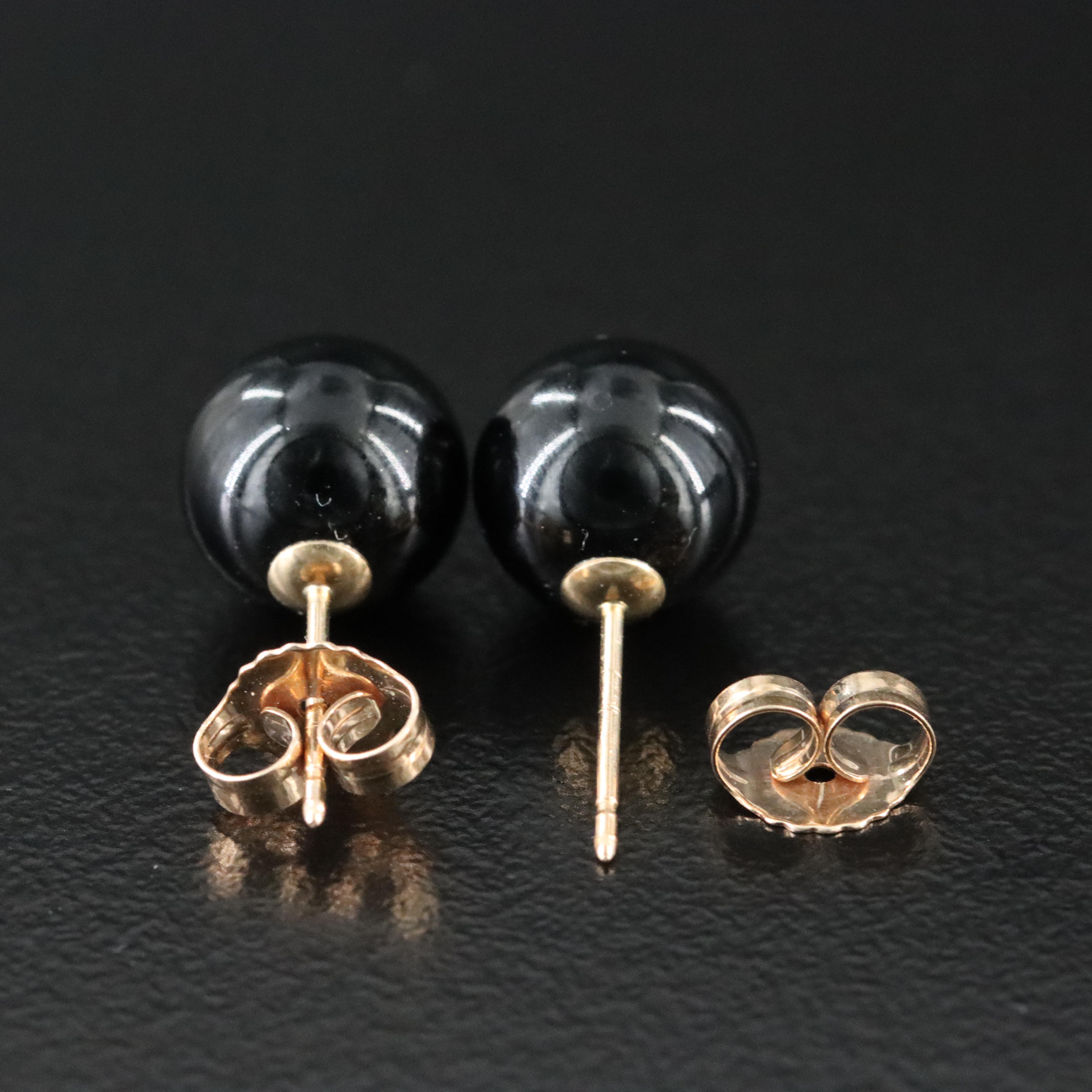 10K Black Onyx Stud Earrings