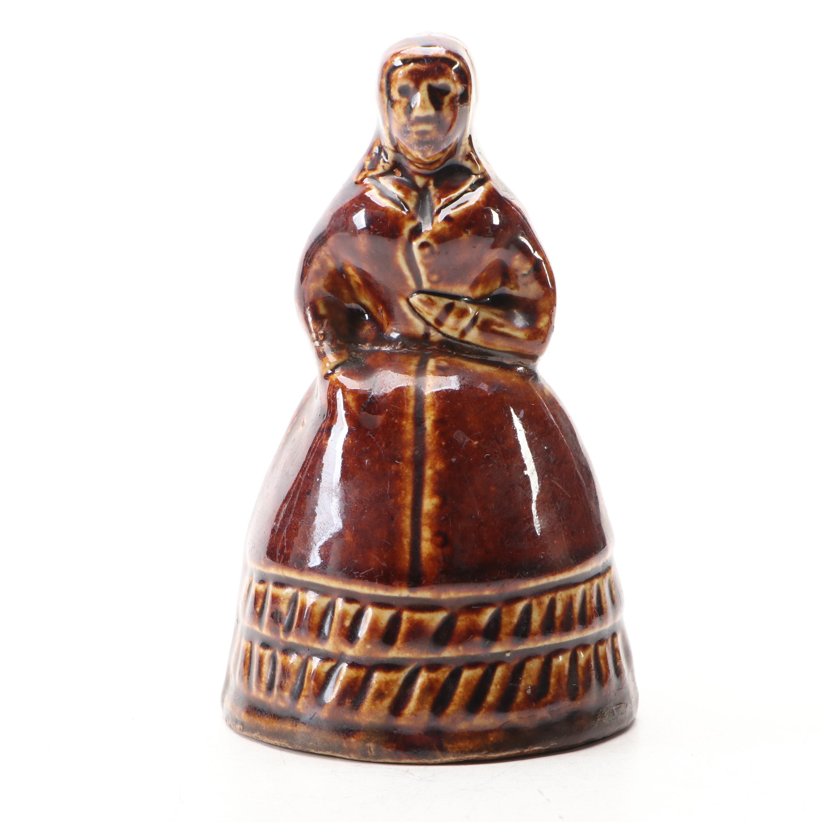 English Treacle Glazed Dog Head Coin Bank with Other Lady Bank, 19th Century