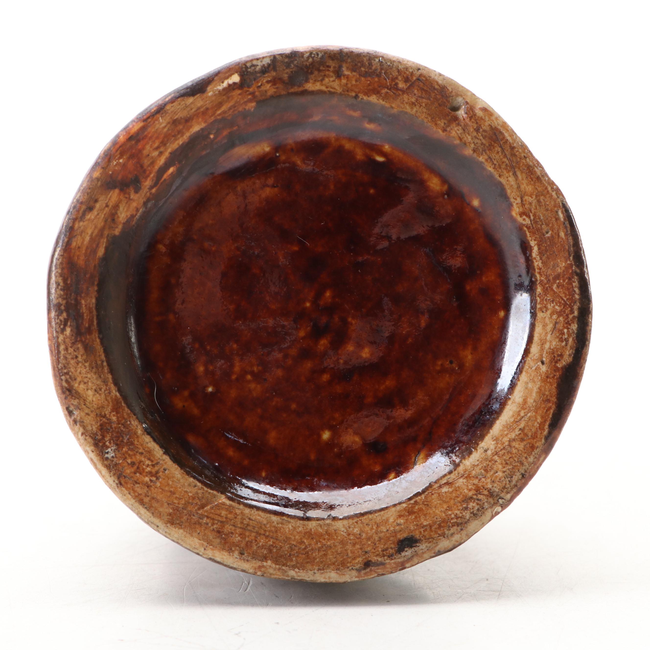 English Treacle Glazed Dog Head Coin Bank with Other Lady Bank, 19th Century