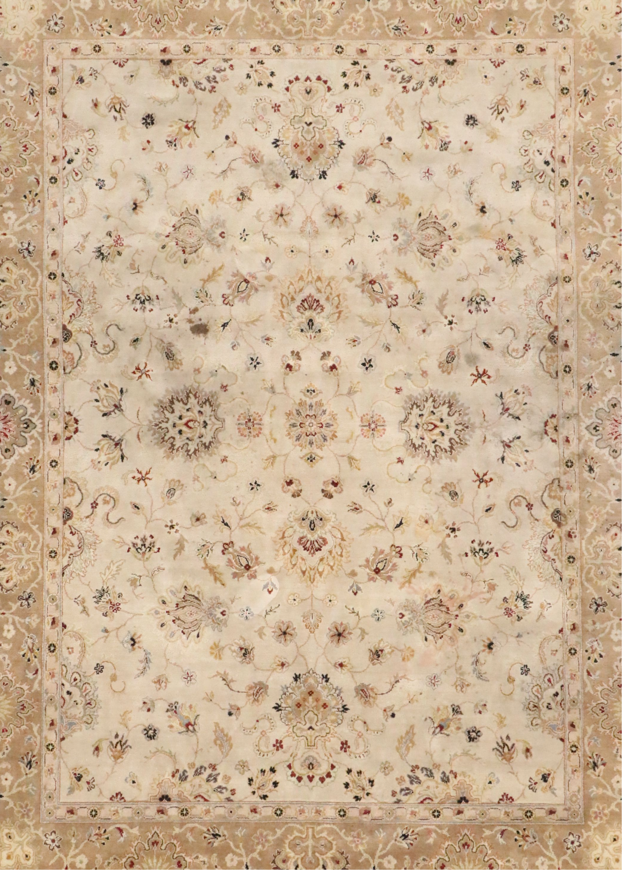 8'11 x 12'5 Hand-Knotted Indian Agra Room Sized Rug