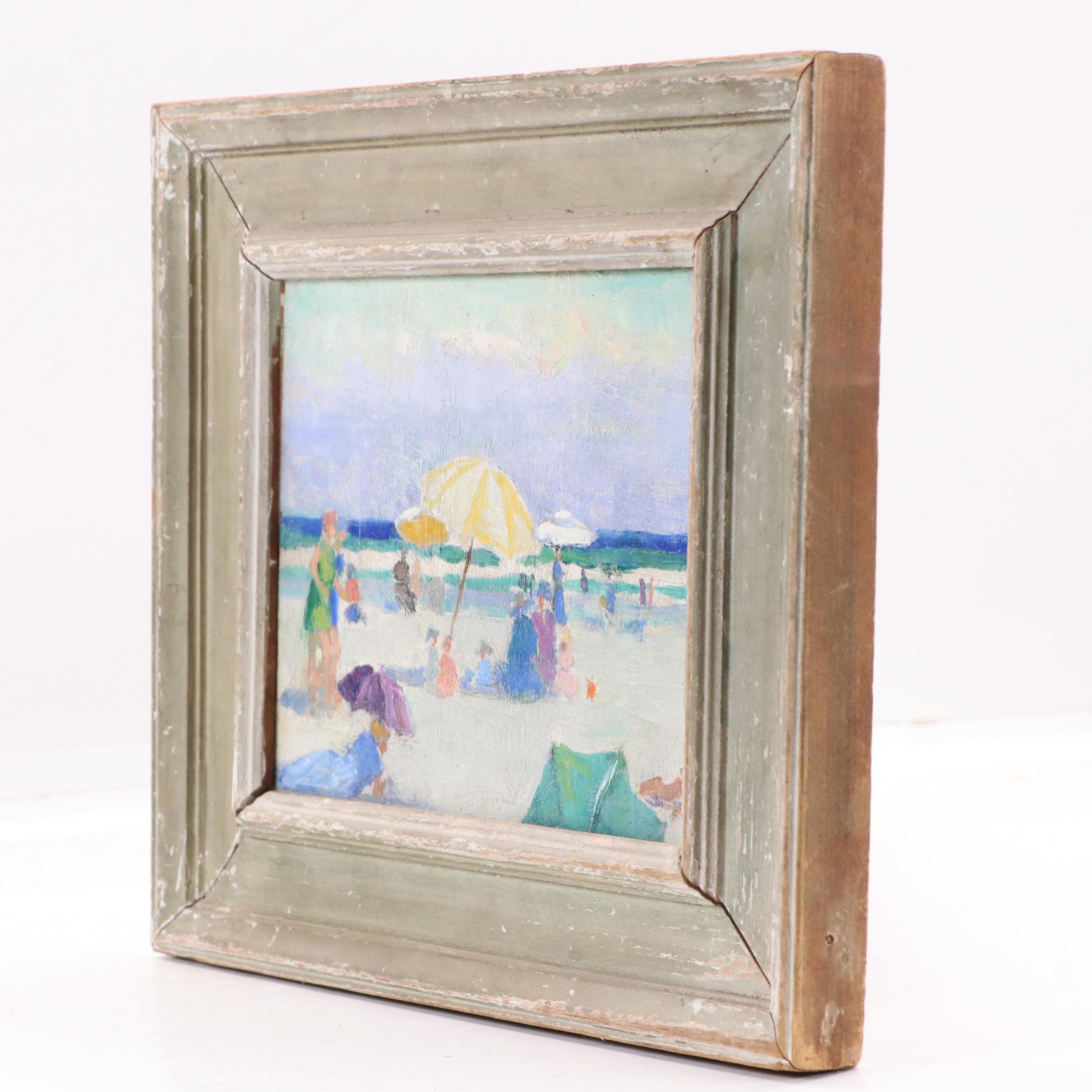Paulette Van Roekens Post-Impressionist Beach Scene Oil Painting