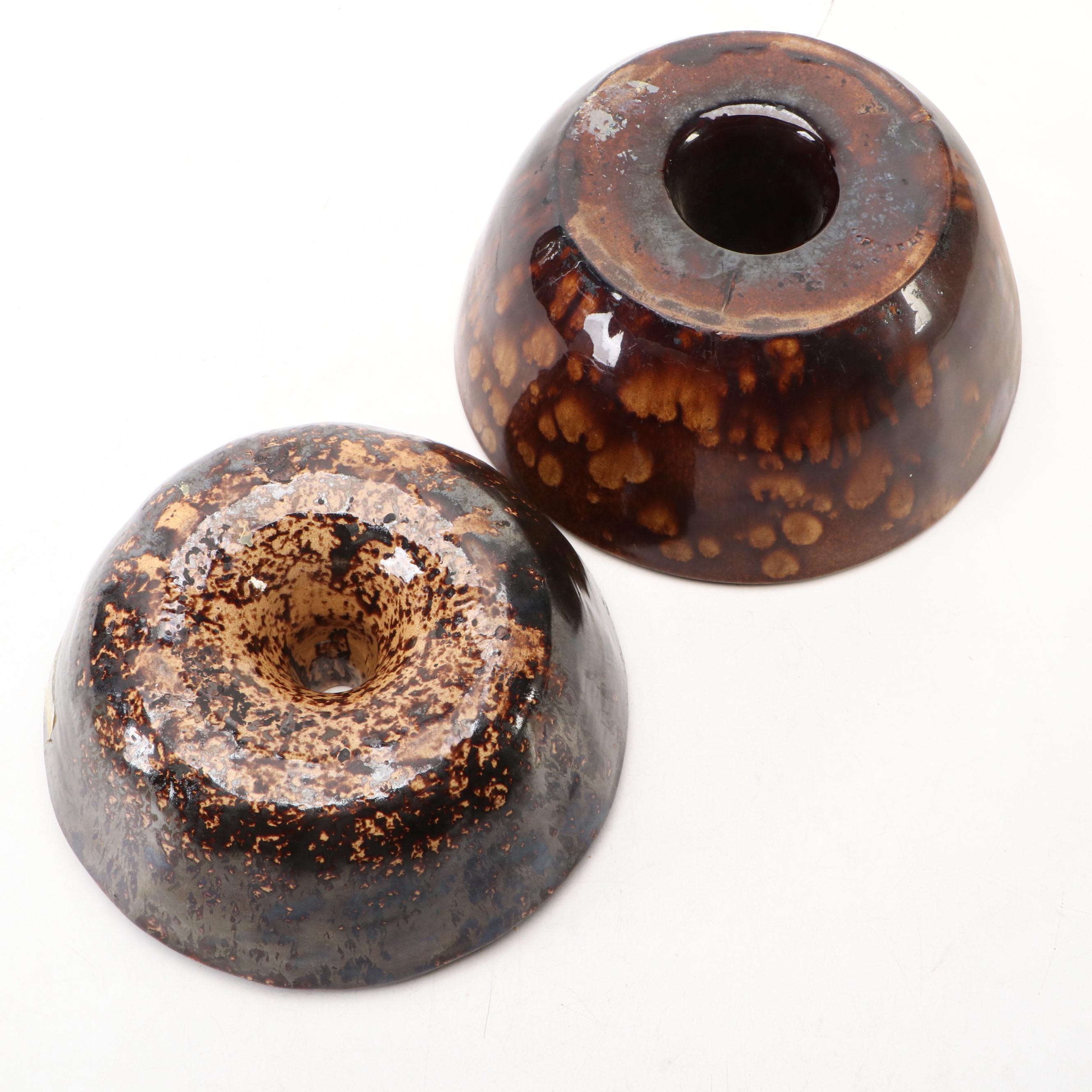 Bennington Rockingham Glazed Stoneware Bundt Cake Molds, 19th Century