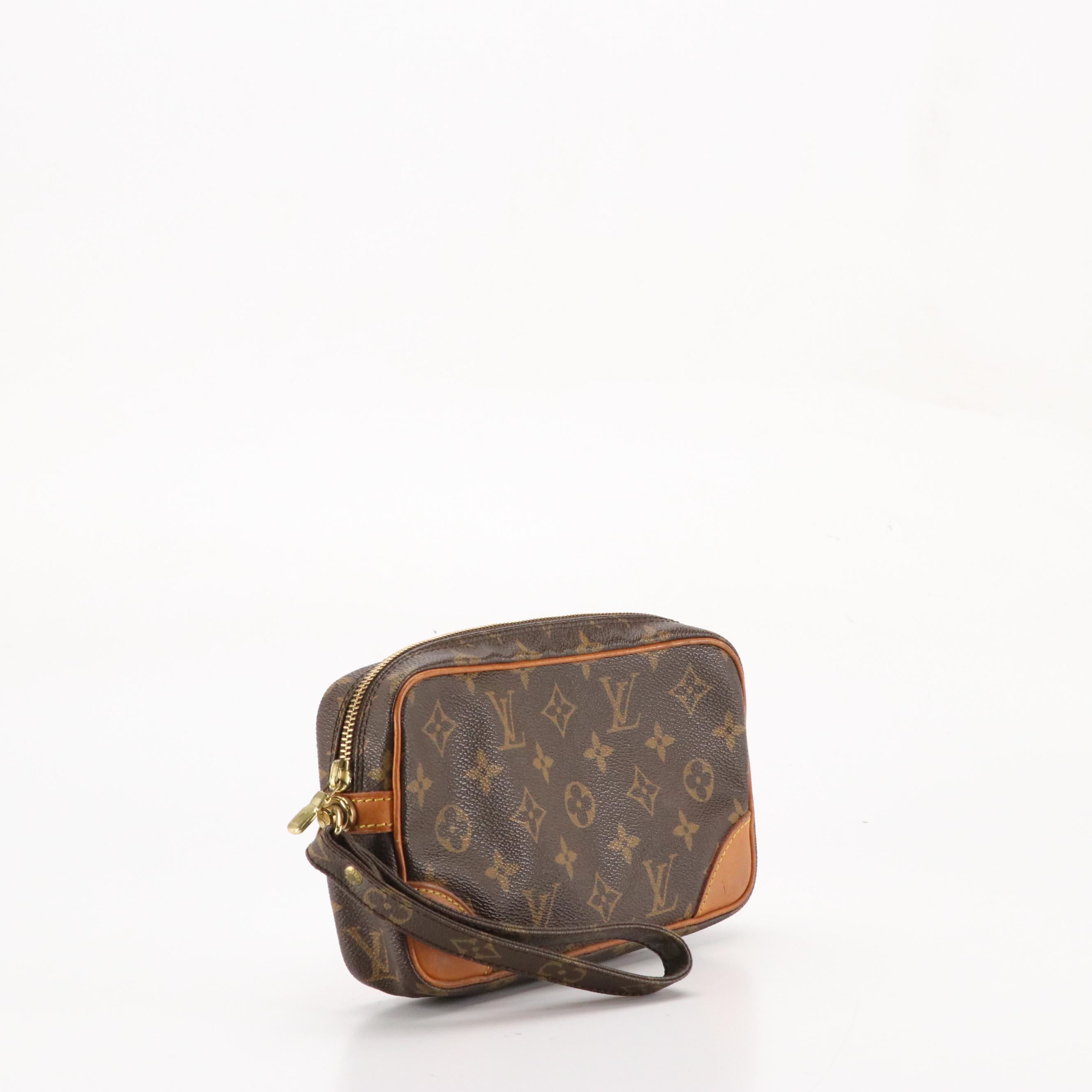 Louis Vuitton Marly Dragonne Wristlet Clutch in Monogram Canvas