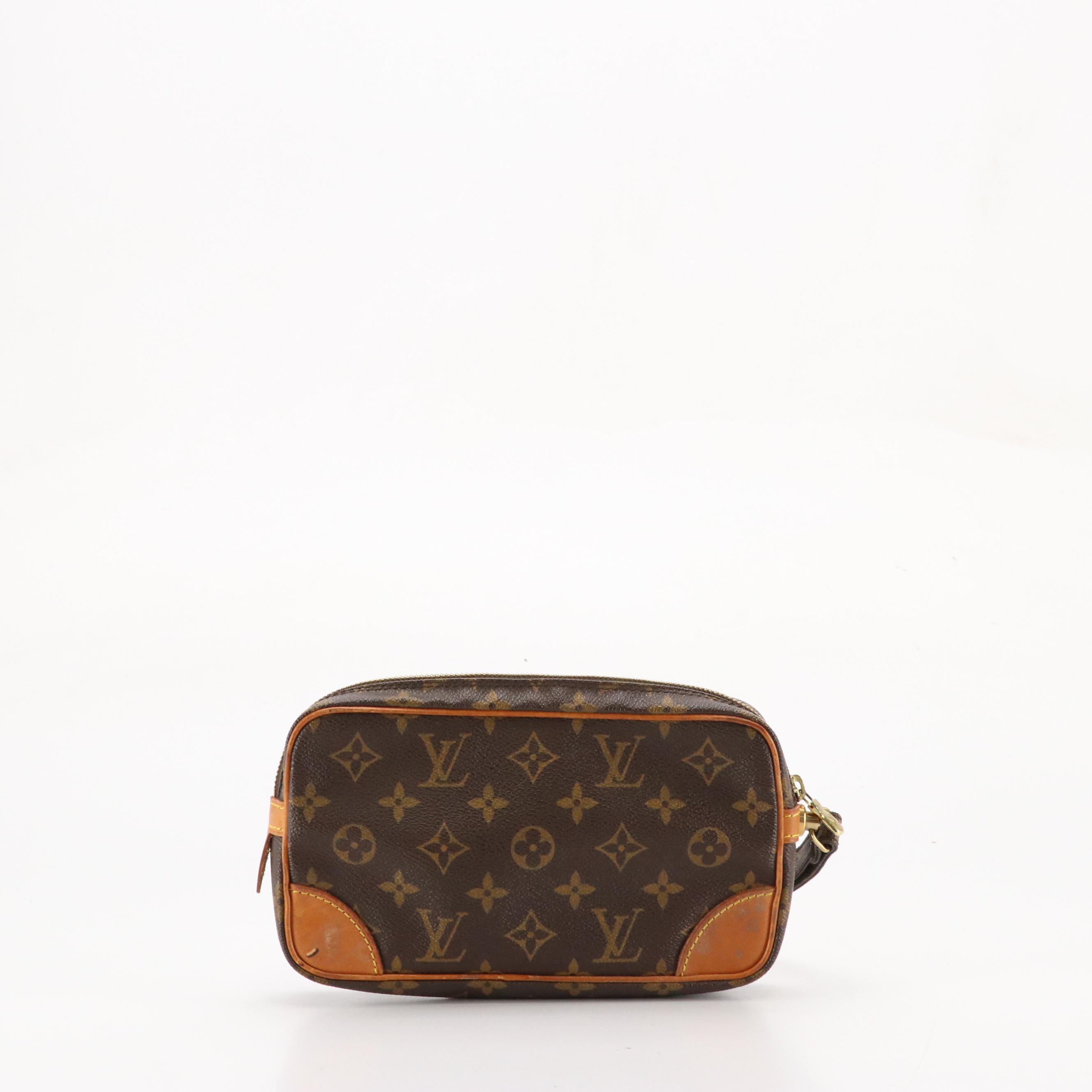 Louis Vuitton Marly Dragonne Wristlet Clutch in Monogram Canvas