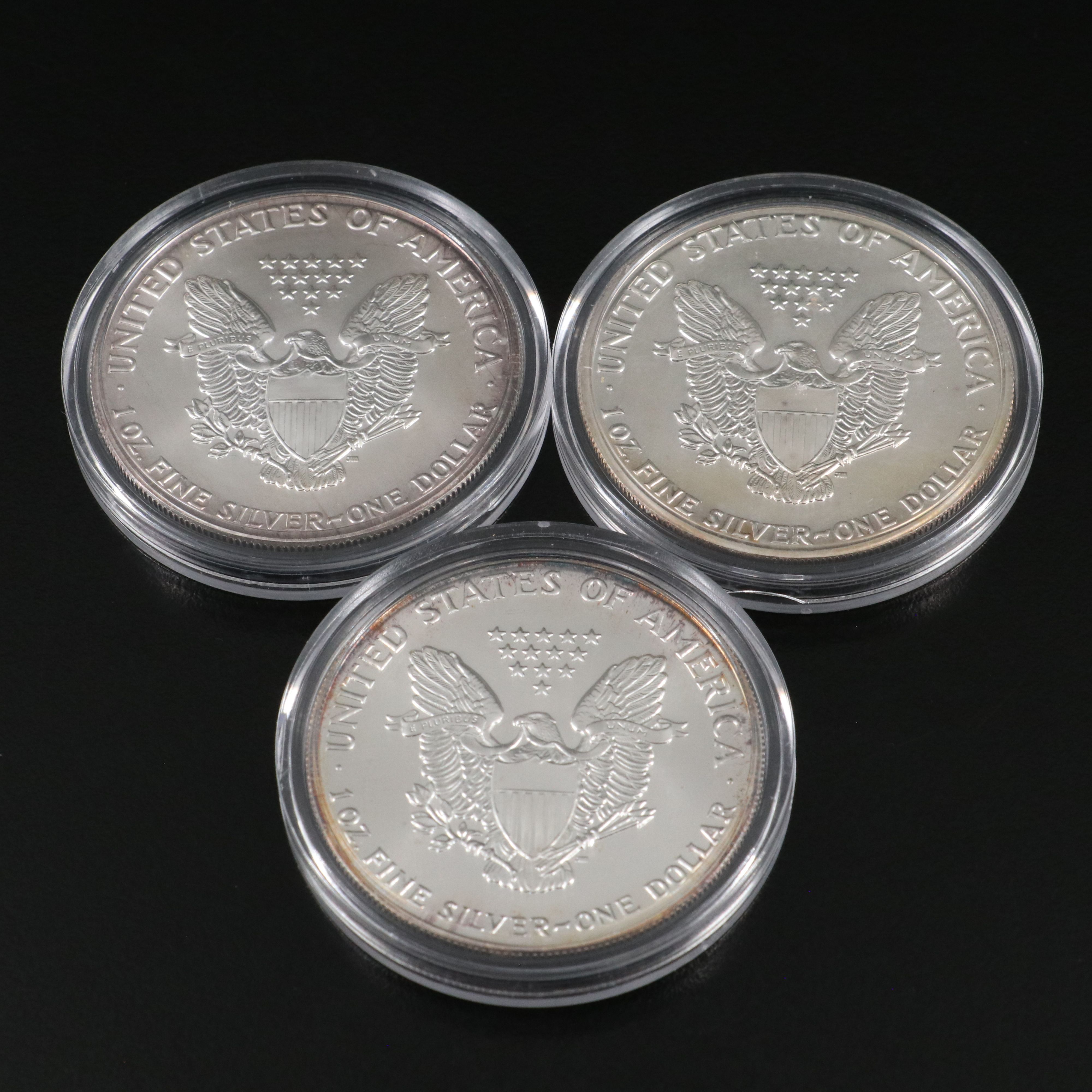 Ten different Mint State U.S. Silver Eagles