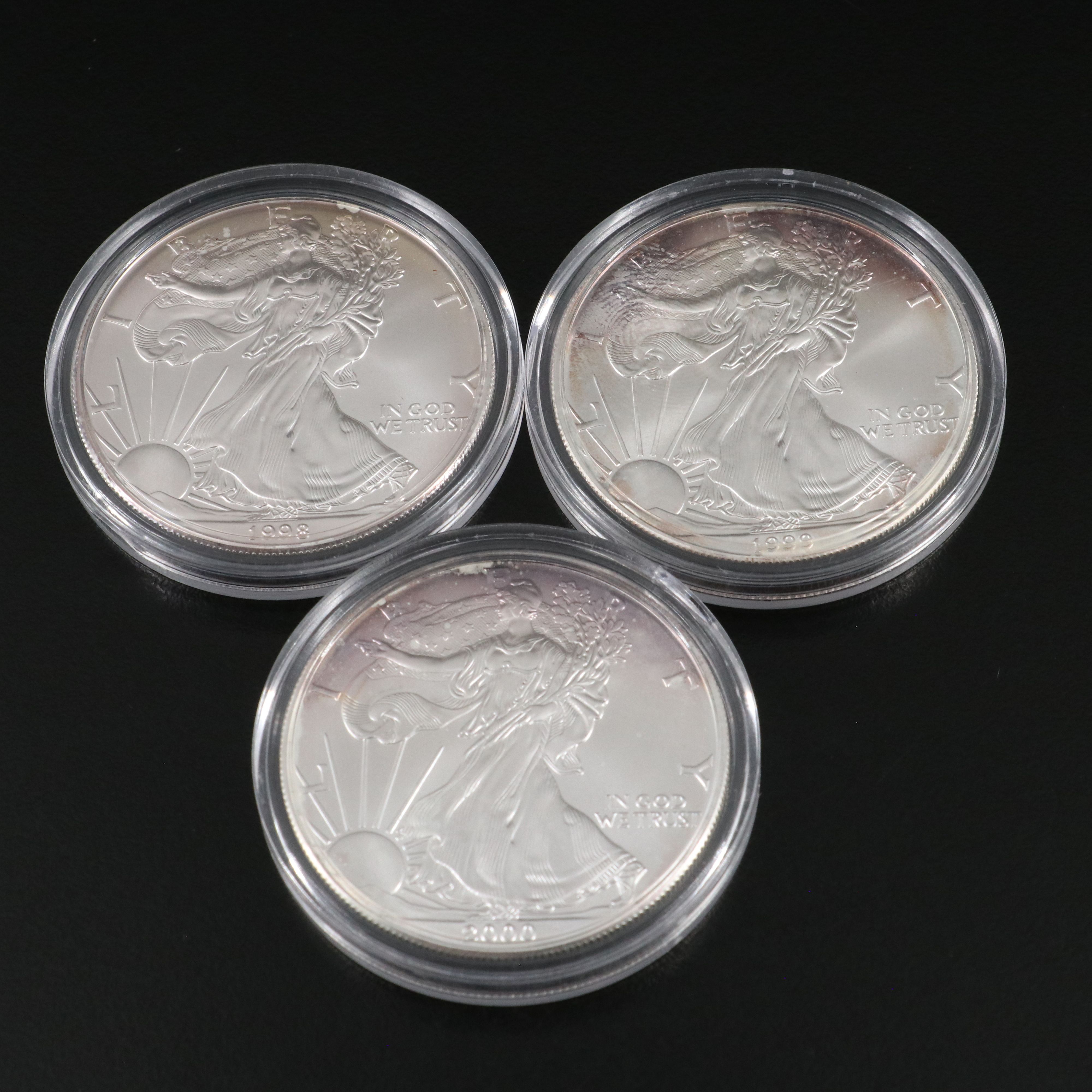 Ten different Mint State U.S. Silver Eagles