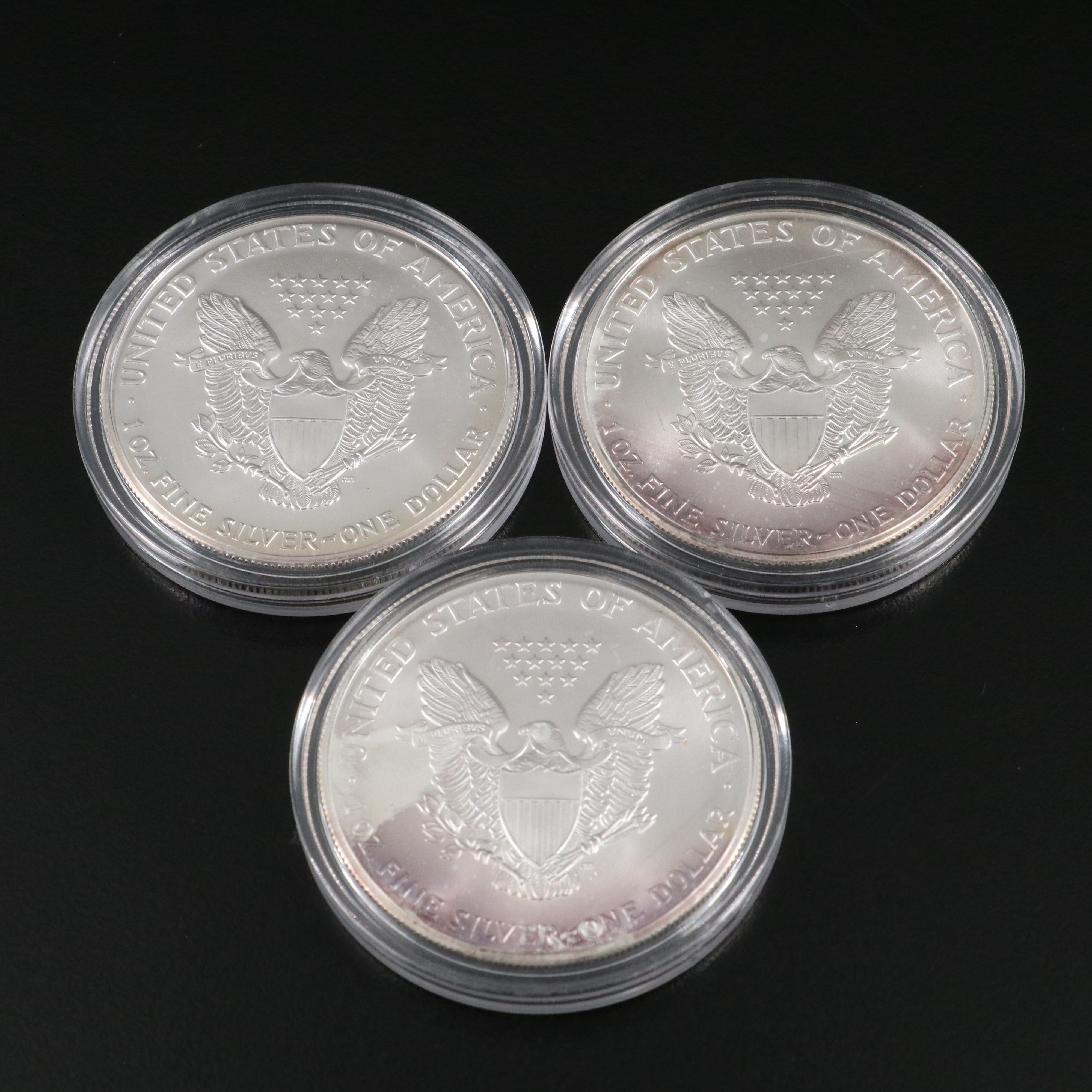 Ten different Mint State U.S. Silver Eagles