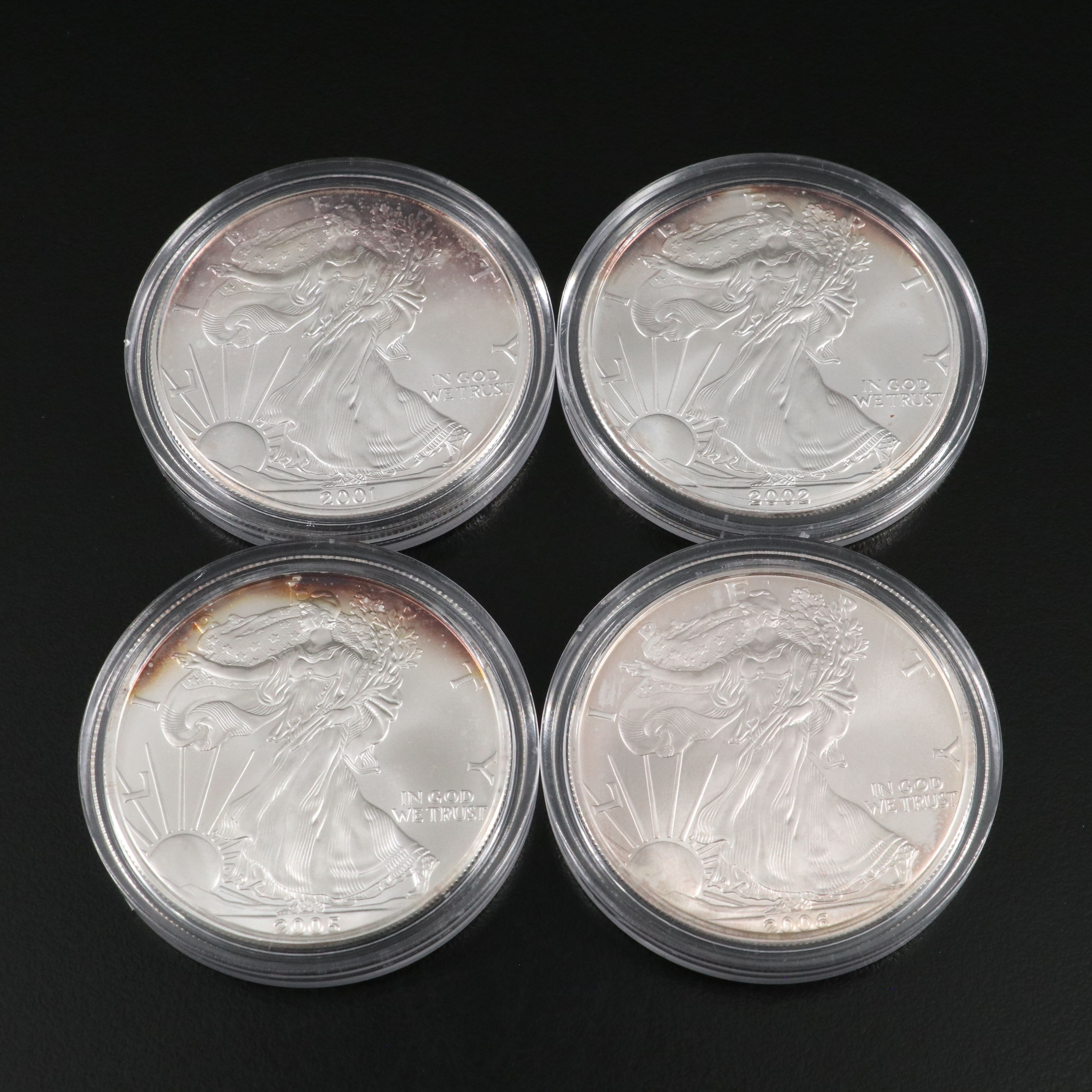 Ten different Mint State U.S. Silver Eagles