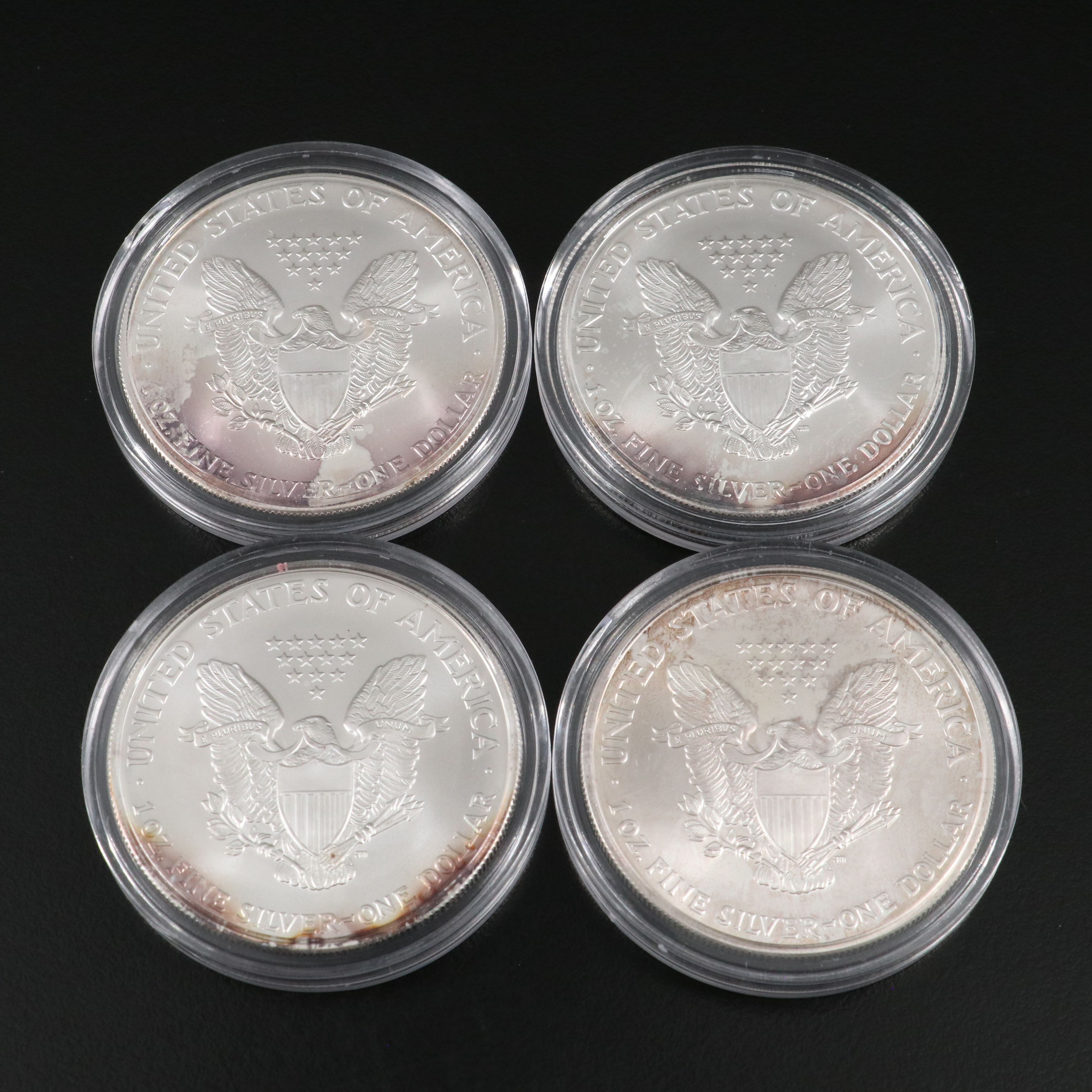 Ten different Mint State U.S. Silver Eagles