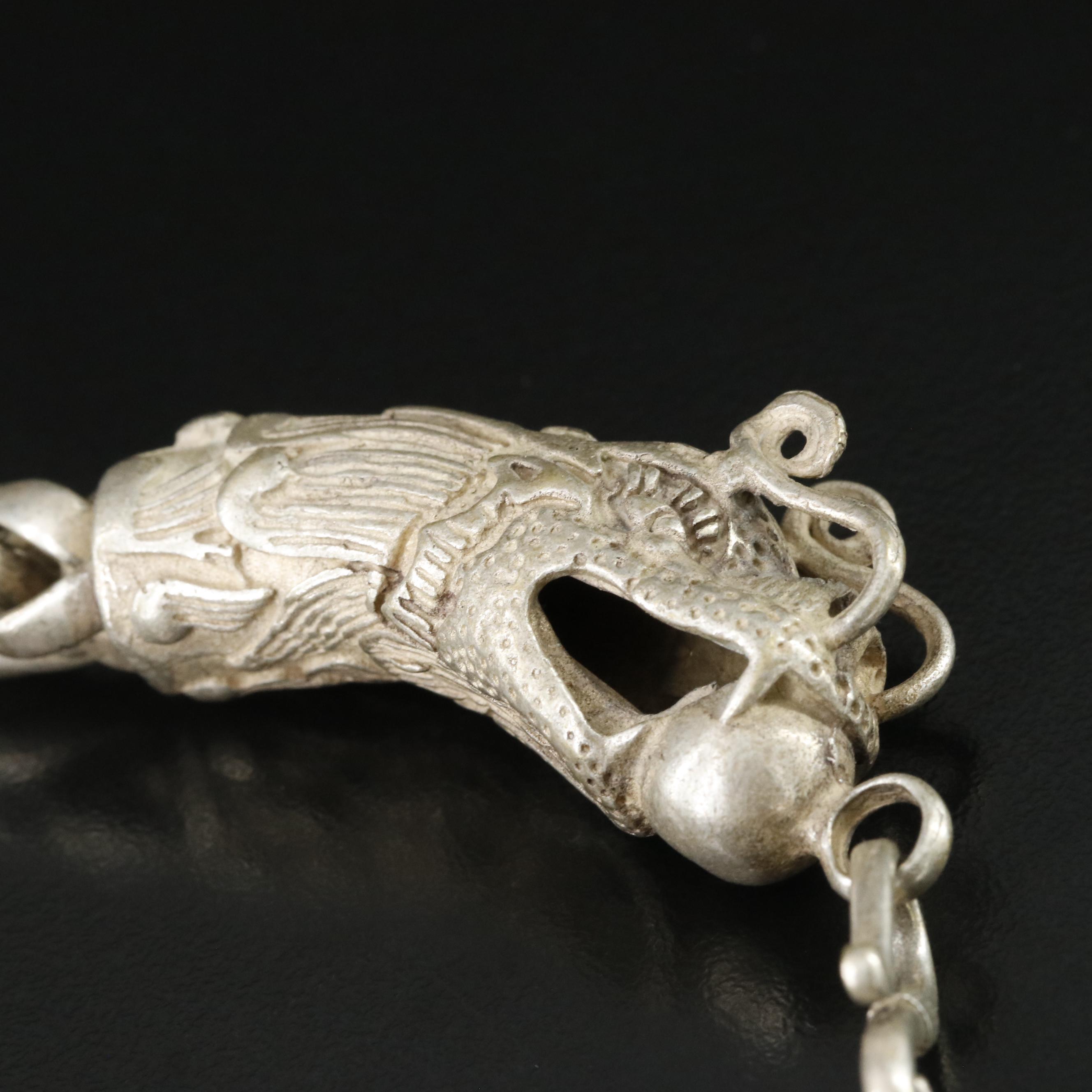 Chinese Double Dragon Head Bracelet