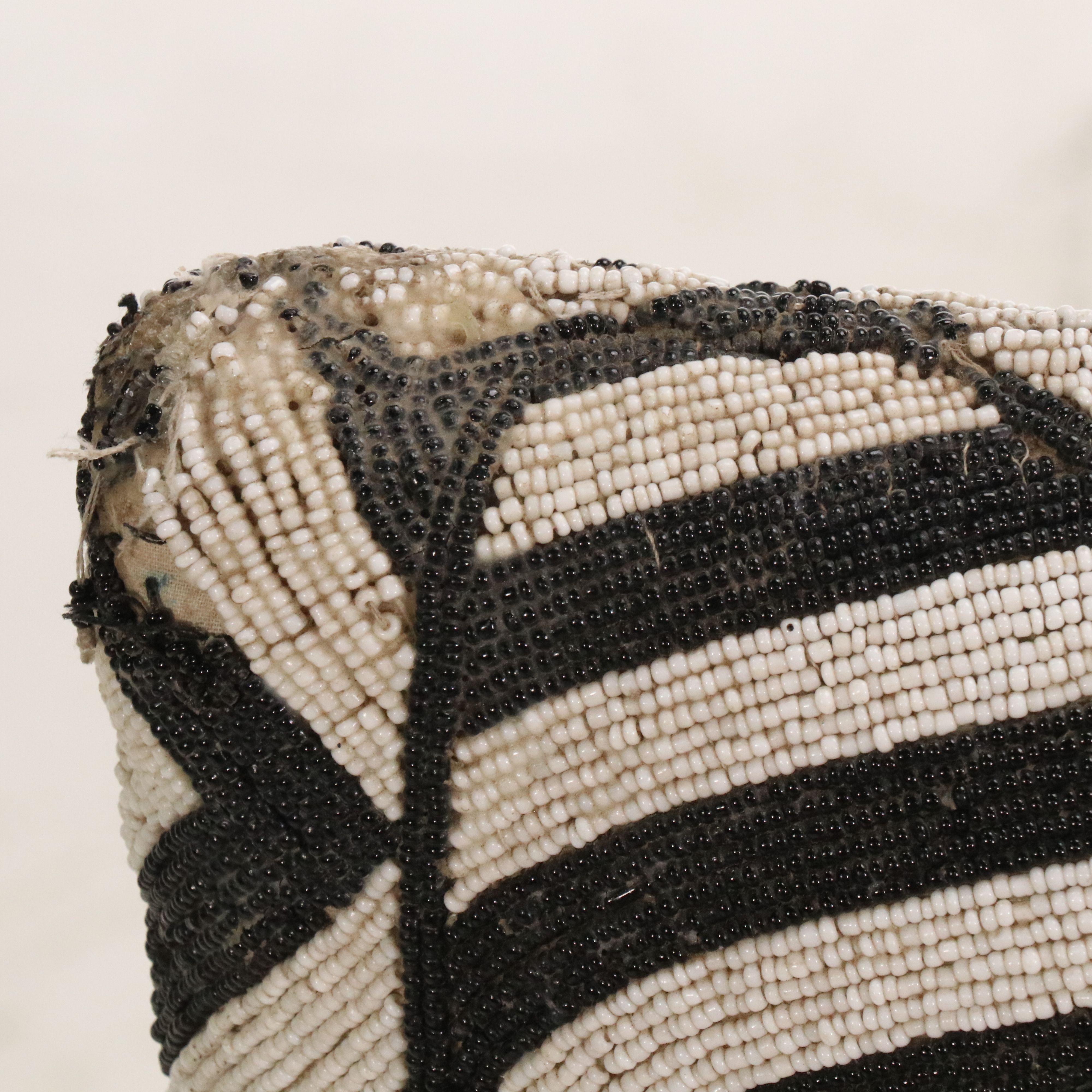 Pair of West African Yoruba Hand-Beaded Black and White Armchairs