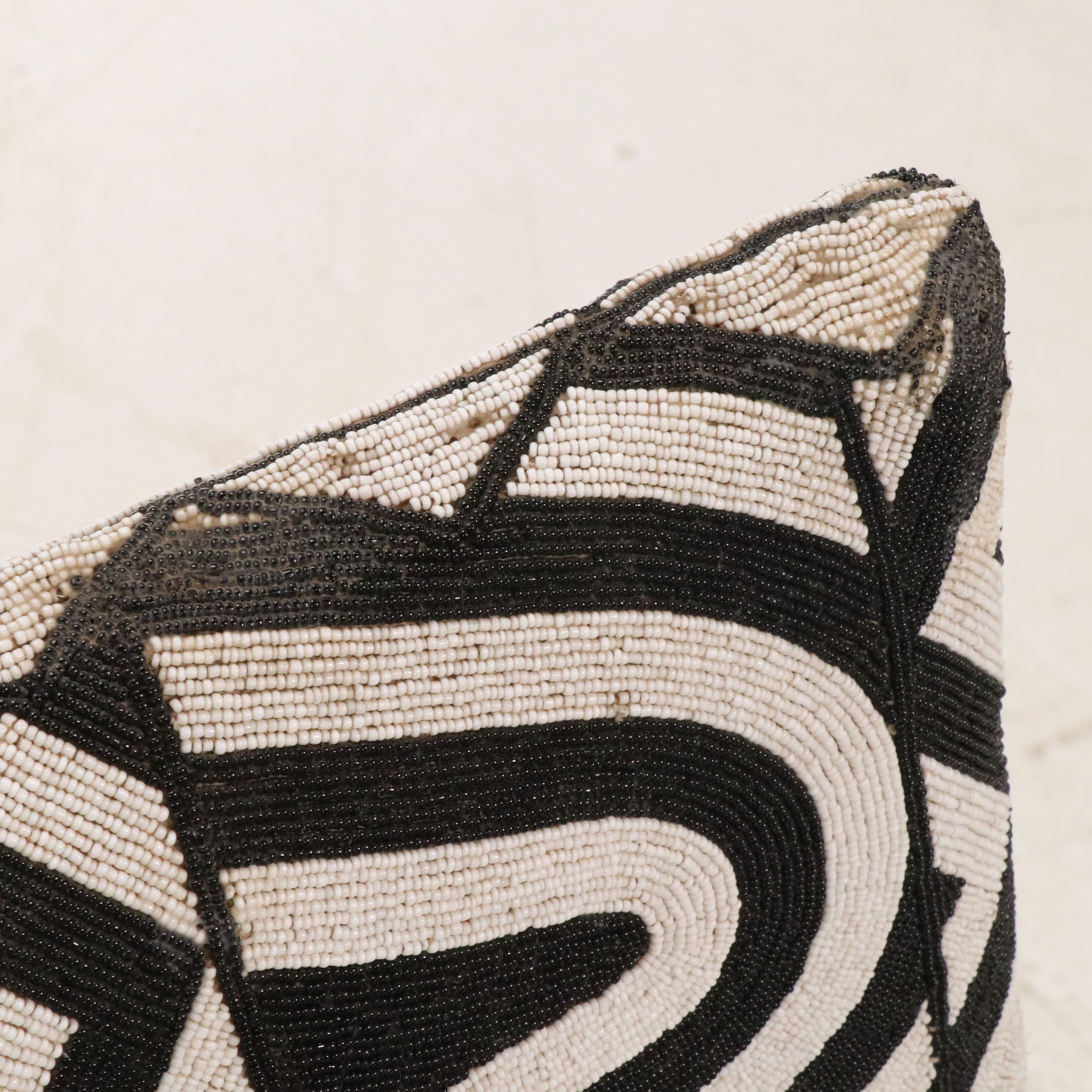 Pair of West African Yoruba Hand-Beaded Black and White Armchairs